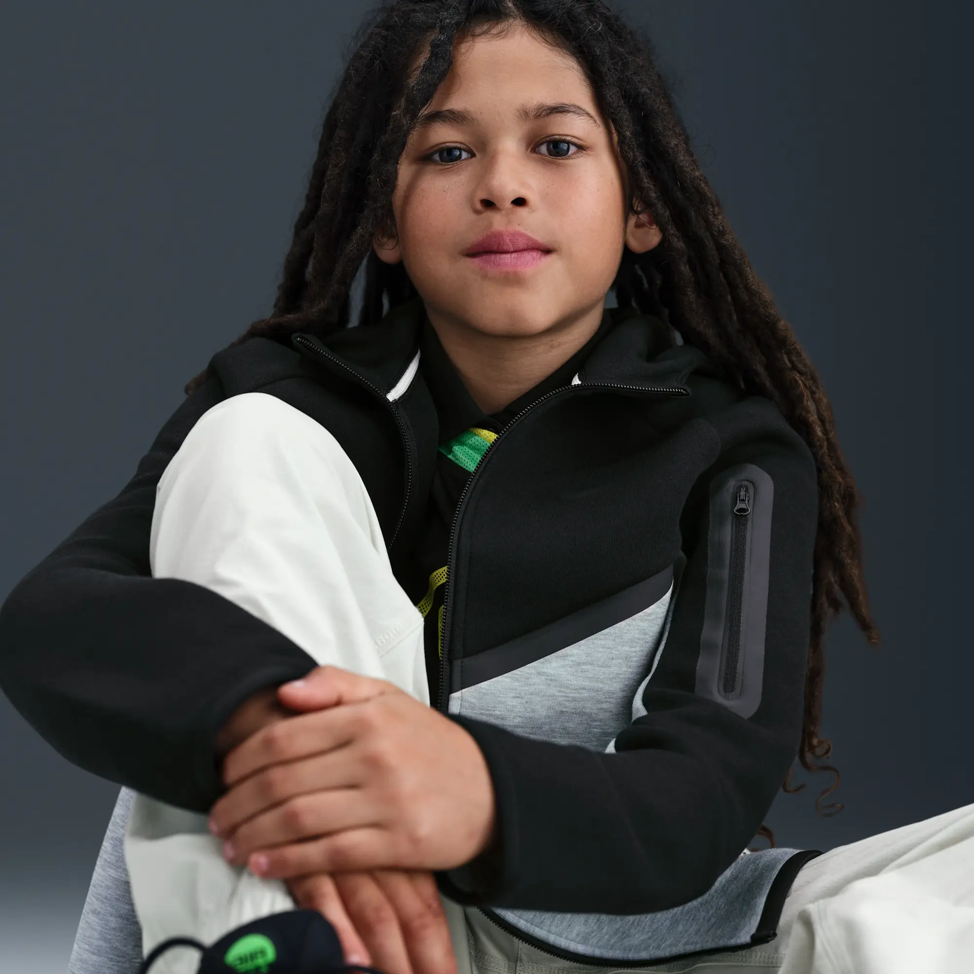 Nike Sportswear Tech Fleece Older Kids' Full-Zip Hoodie (Extended Size) - Grey - Cotton/Polyester