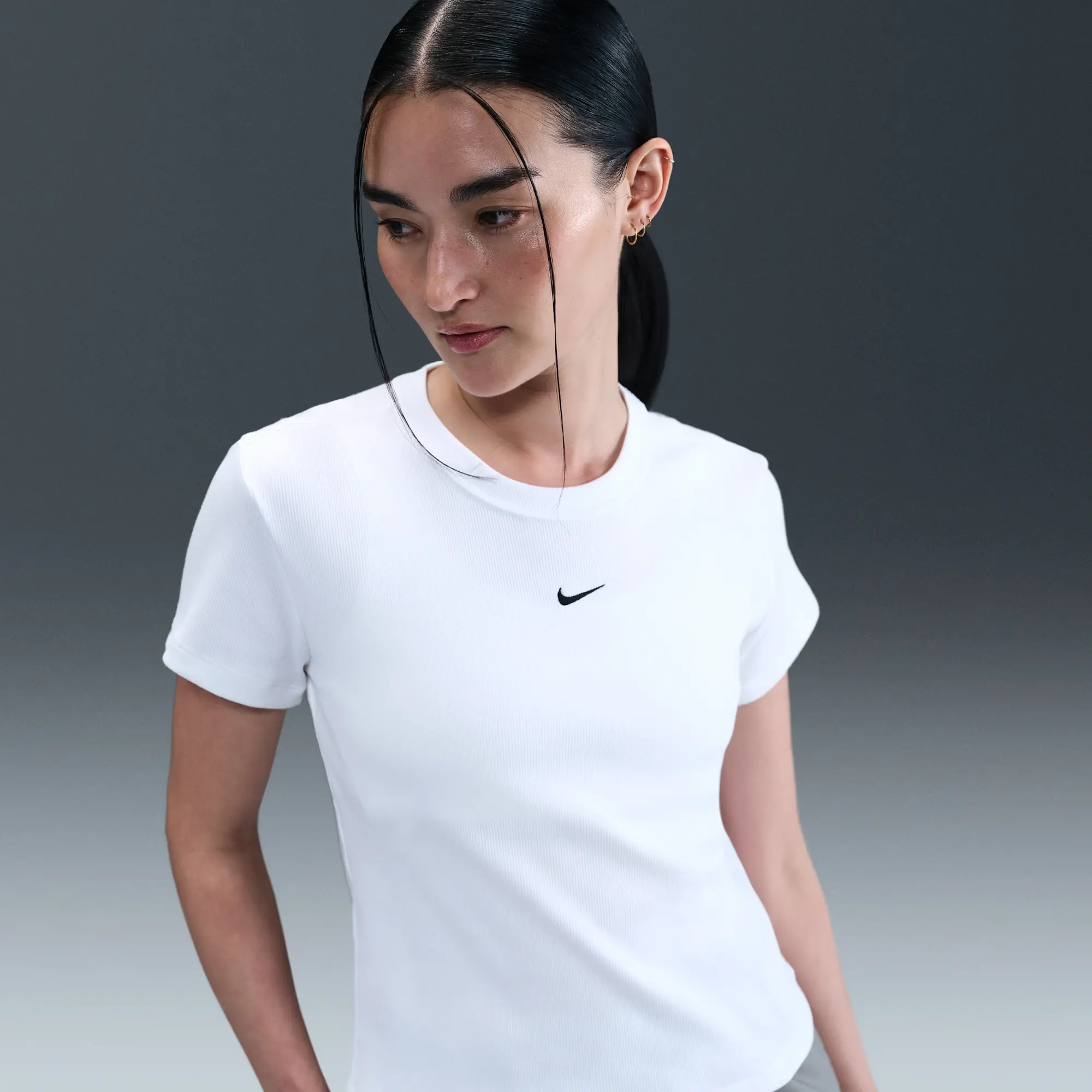 Nike Sportswear Women's Tight Ribbed Short-Sleeve T-Shirt - White - Cotton/Elastane