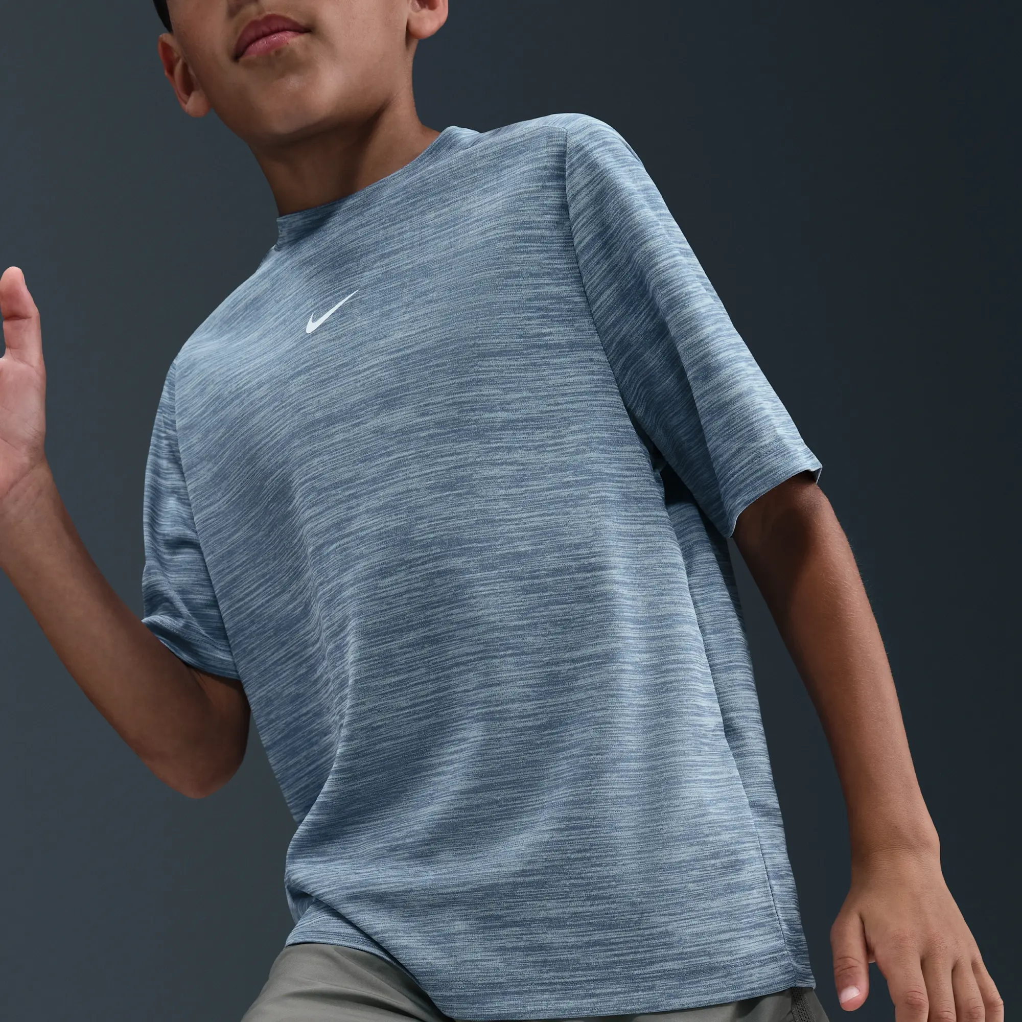 Nike Multi Older Kids' Dri-FIT Short-Sleeve Top - Blue - Polyester
