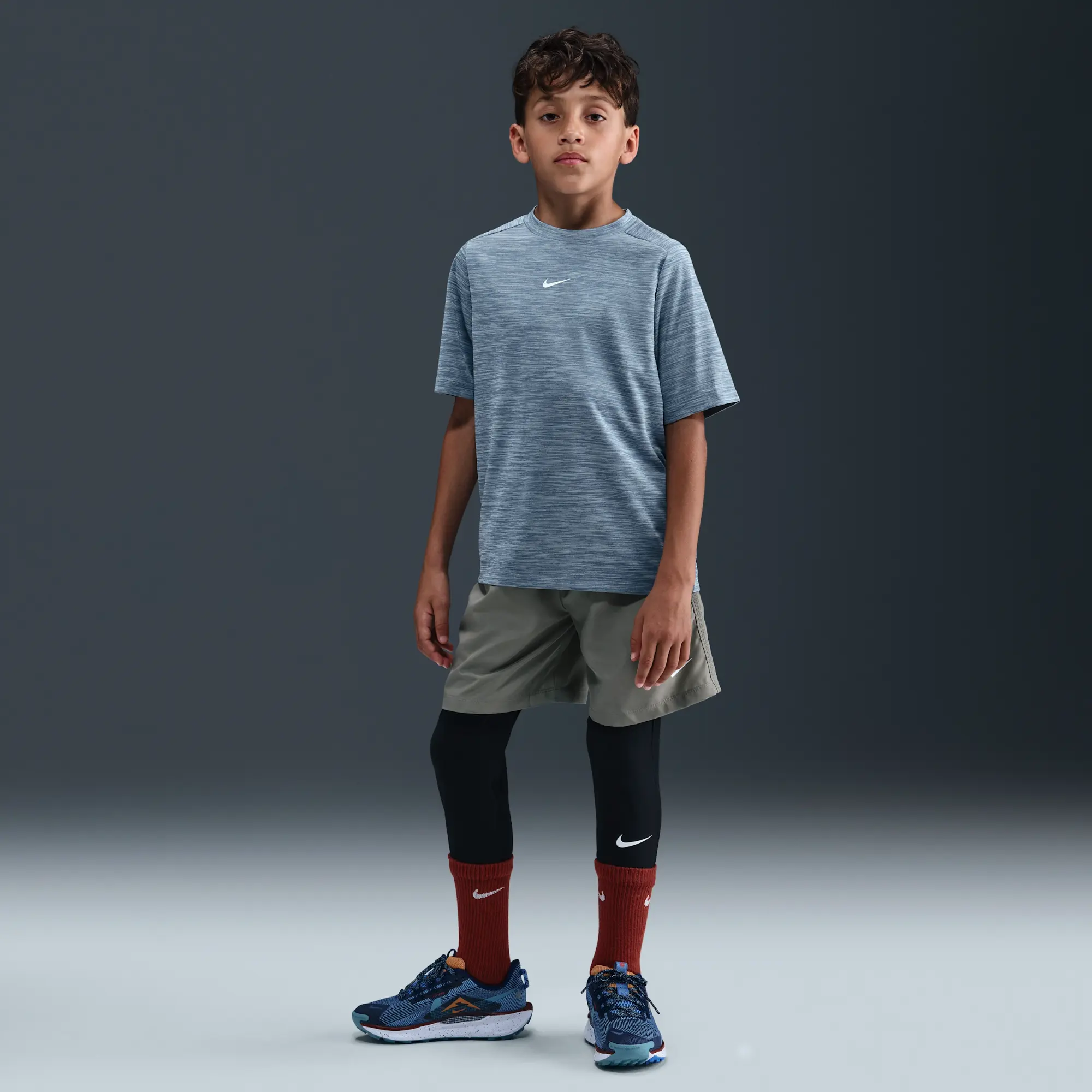 Nike Multi Older Kids' Dri-FIT Short-Sleeve Top - Blue - Polyester