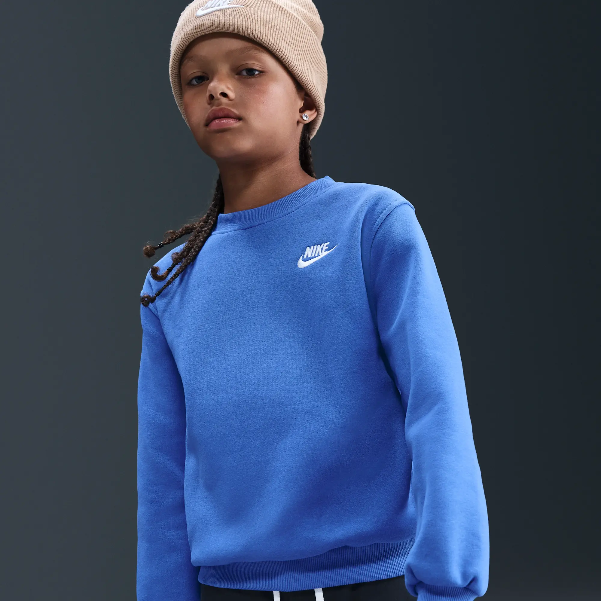 Nike Sportswear Club Fleece Older Kids' Sweatshirt - Blue - Cotton/Polyester