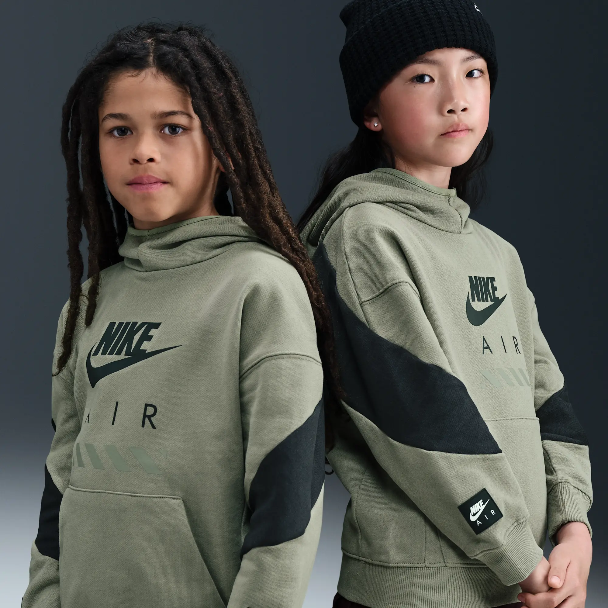 Nike Air Older Kids' Fleece Pullover Hoodie - Green - Cotton