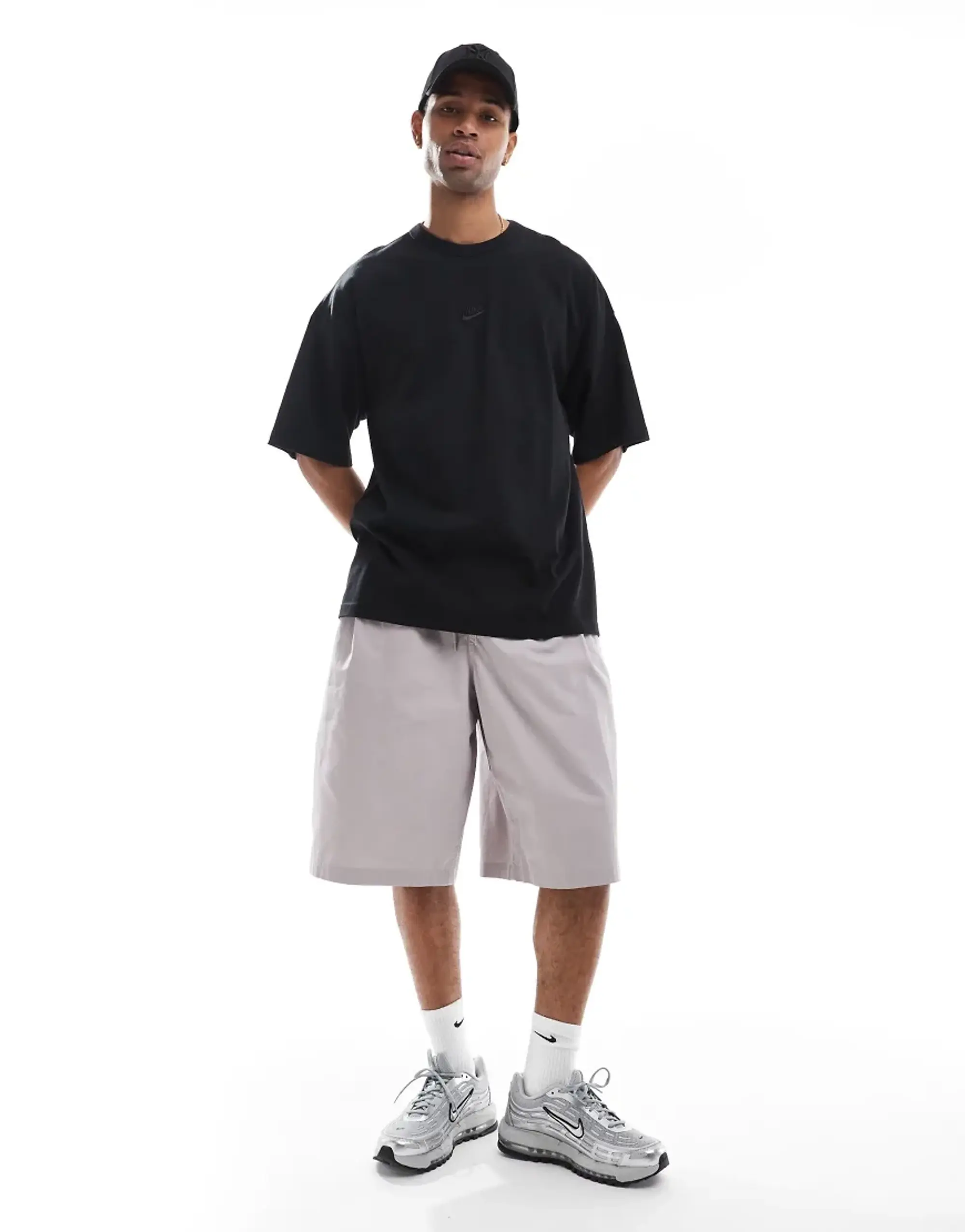 Nike Club Woven Oversized Shorts In Grey-Brown