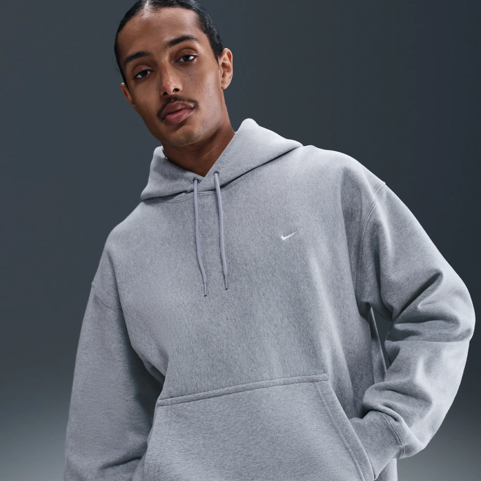 Nike Solo Swoosh Men's Pullover Hoodie - Grey - Cotton/Polyester