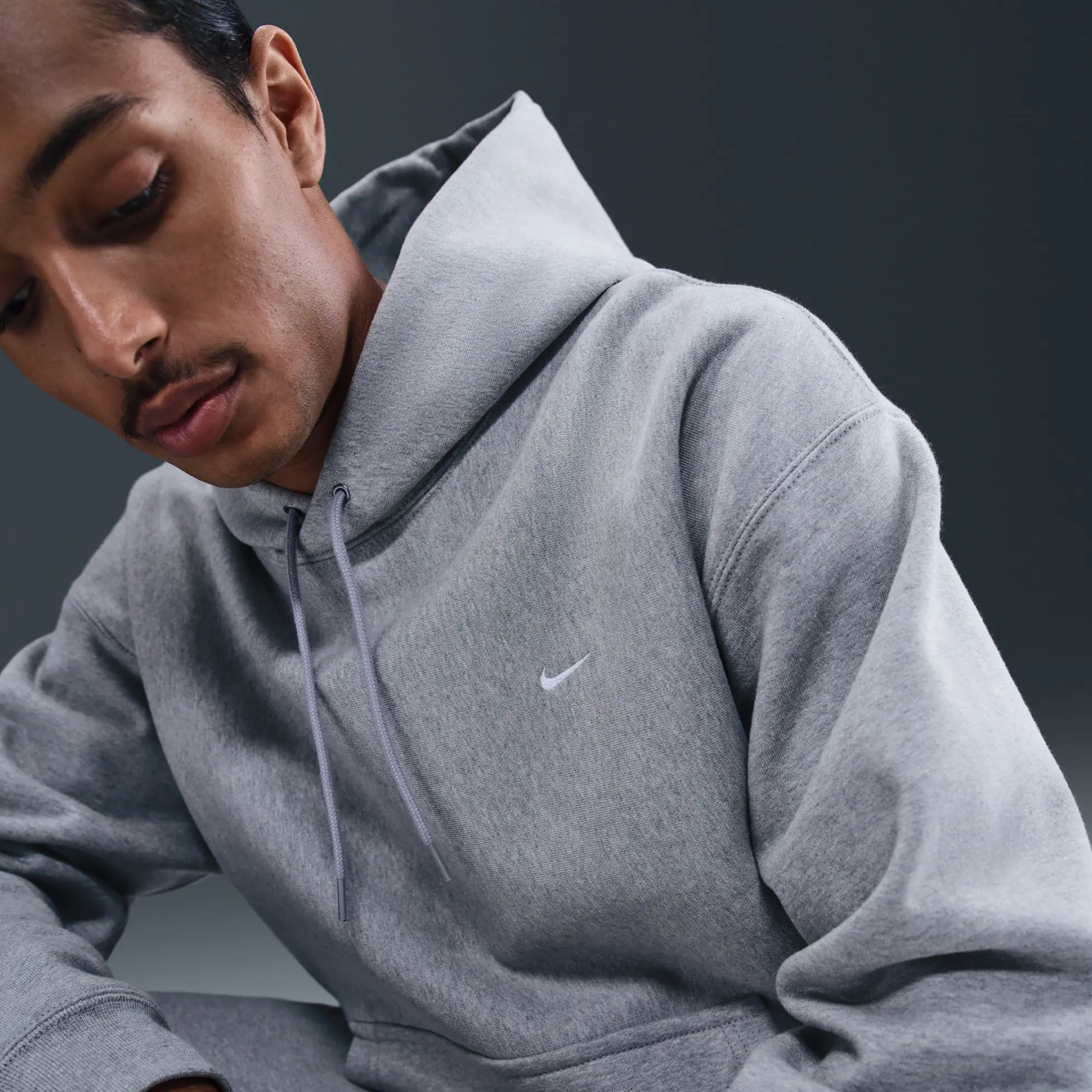 Nike Solo Swoosh Men's Pullover Hoodie - Grey - Cotton/Polyester