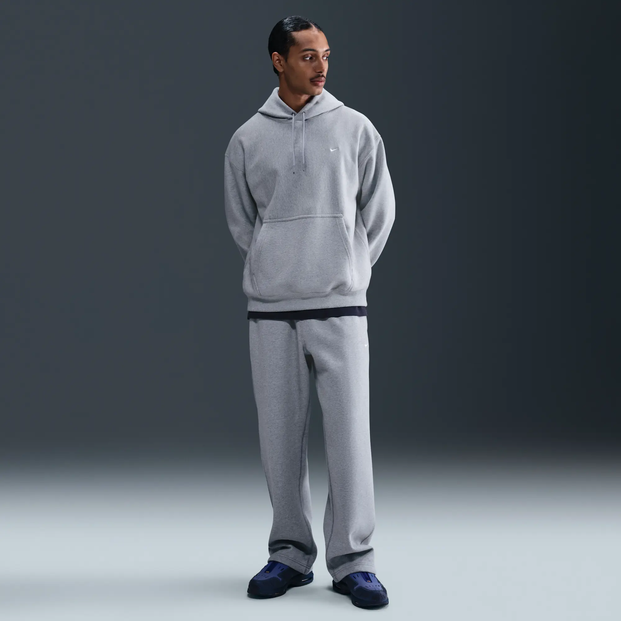 Nike Solo Swoosh Men's Pullover Hoodie - Grey - Cotton/Polyester