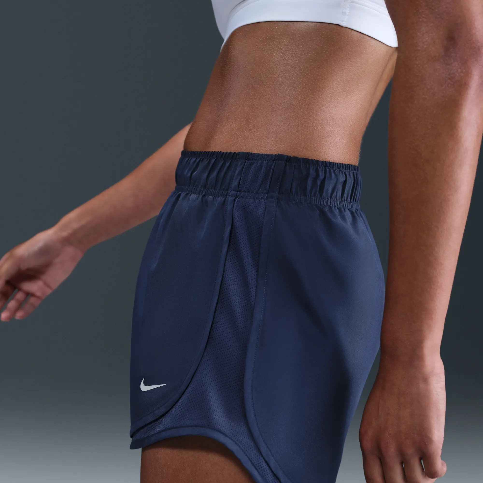 Nike Tempo Women's Dri-FIT Mid-Rise Brief-Lined Running Shorts - Blue - Polyester