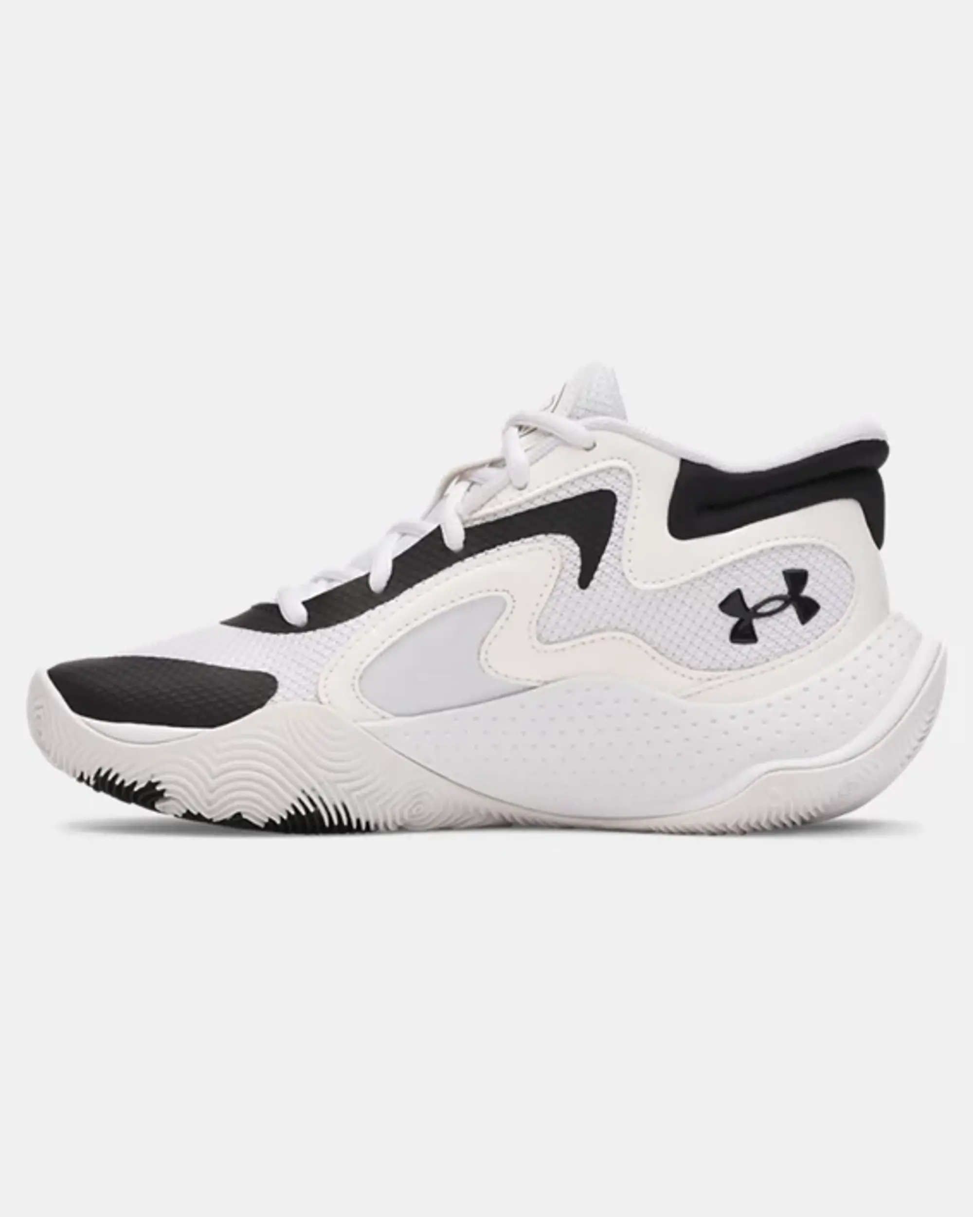 Under Armour  Jet '25 Grade School Basketball Shoes White / Black / Black 3