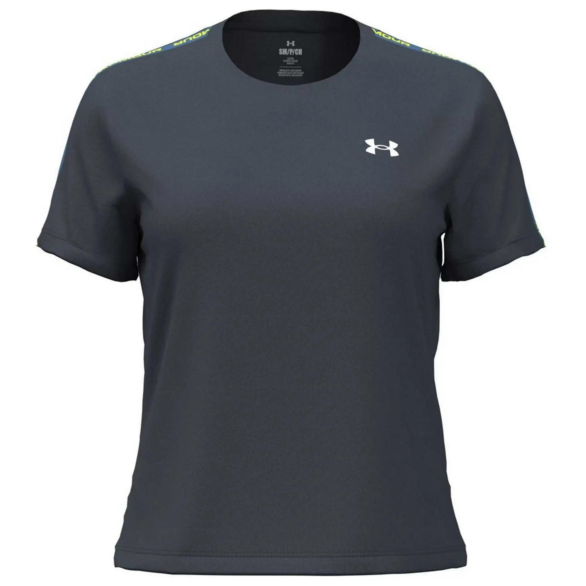 Under Armour  Tech™ Wordmark Tape Women's Short Sleeve Washed Navy / High Vis Yellow / White M