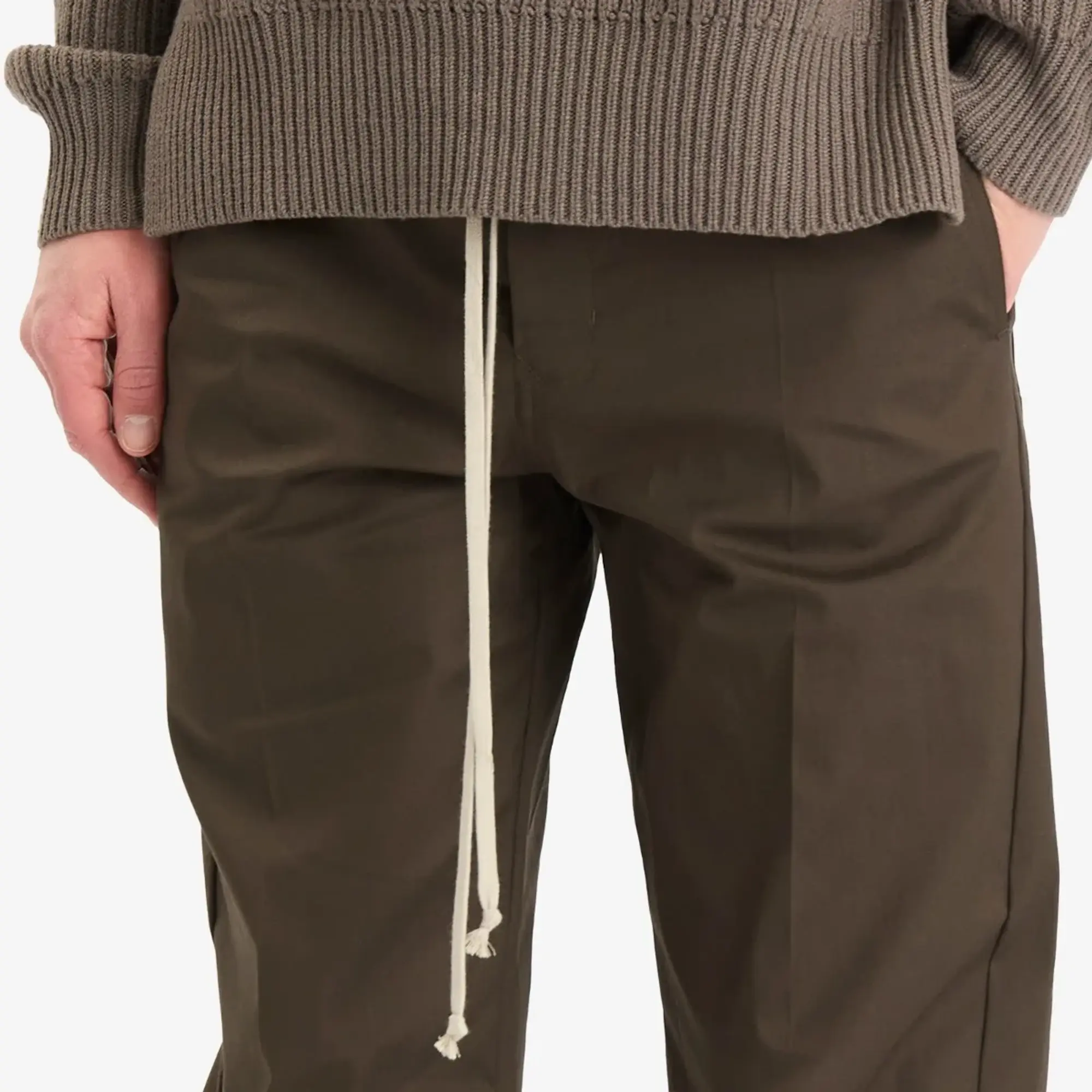 Rick Owens Men's Heavy Cotton Poplin Dietrich Drawstring Trousers Black