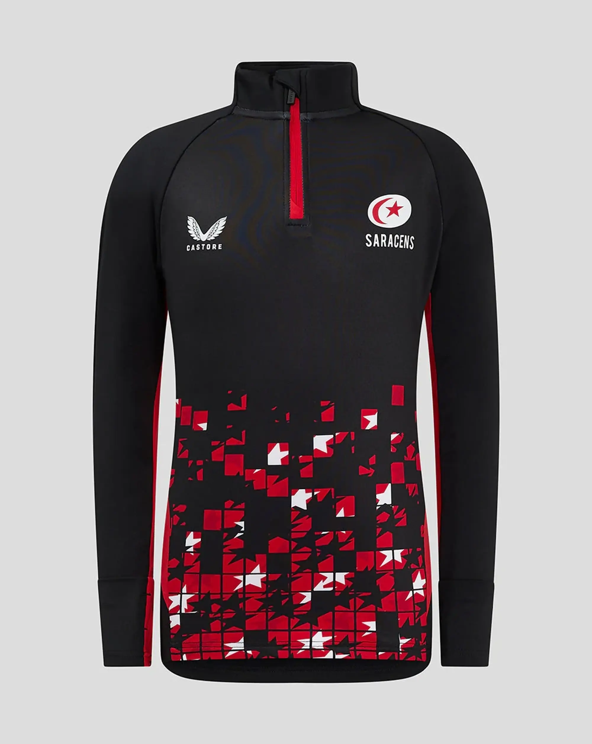 Castore Saracens Junior 24/25 Matchday 1/4 Zip - Black/red
