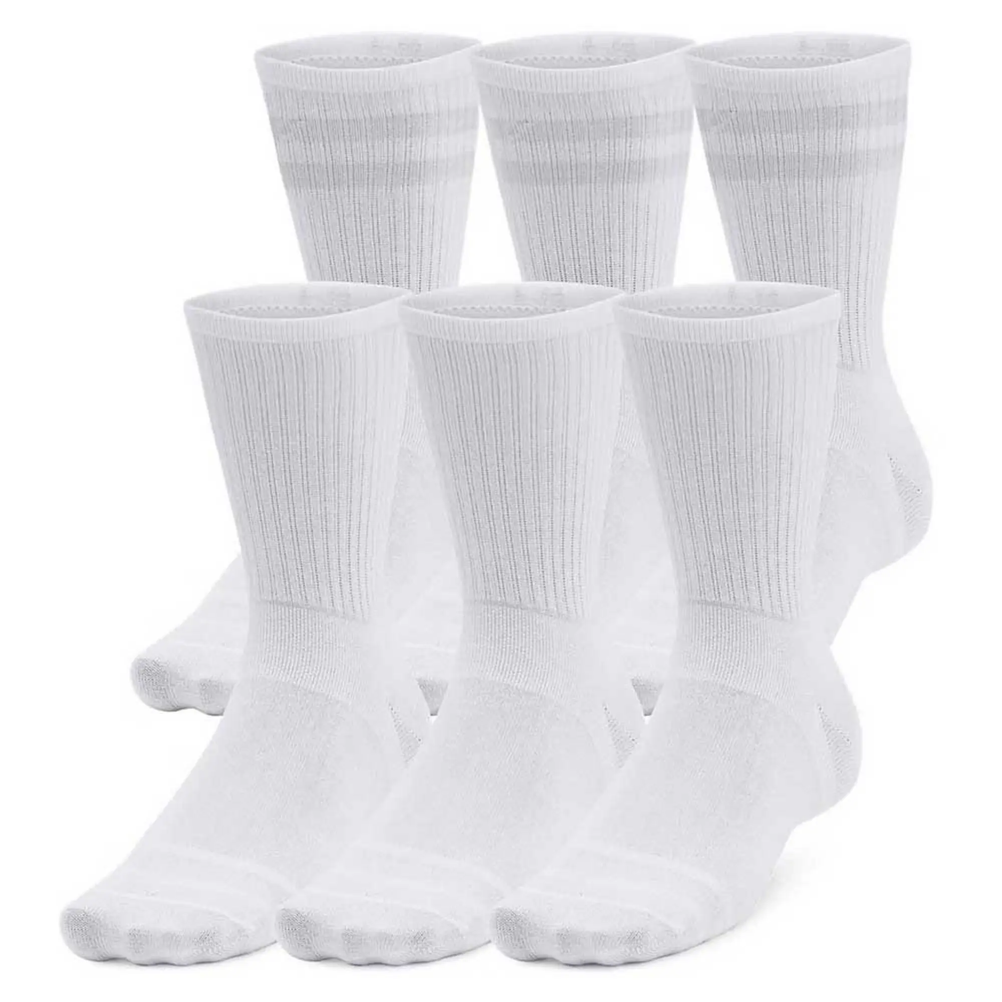 Under Armour  Essential Unisex 6-Pack Crew Socks White / White / Halo Gray L