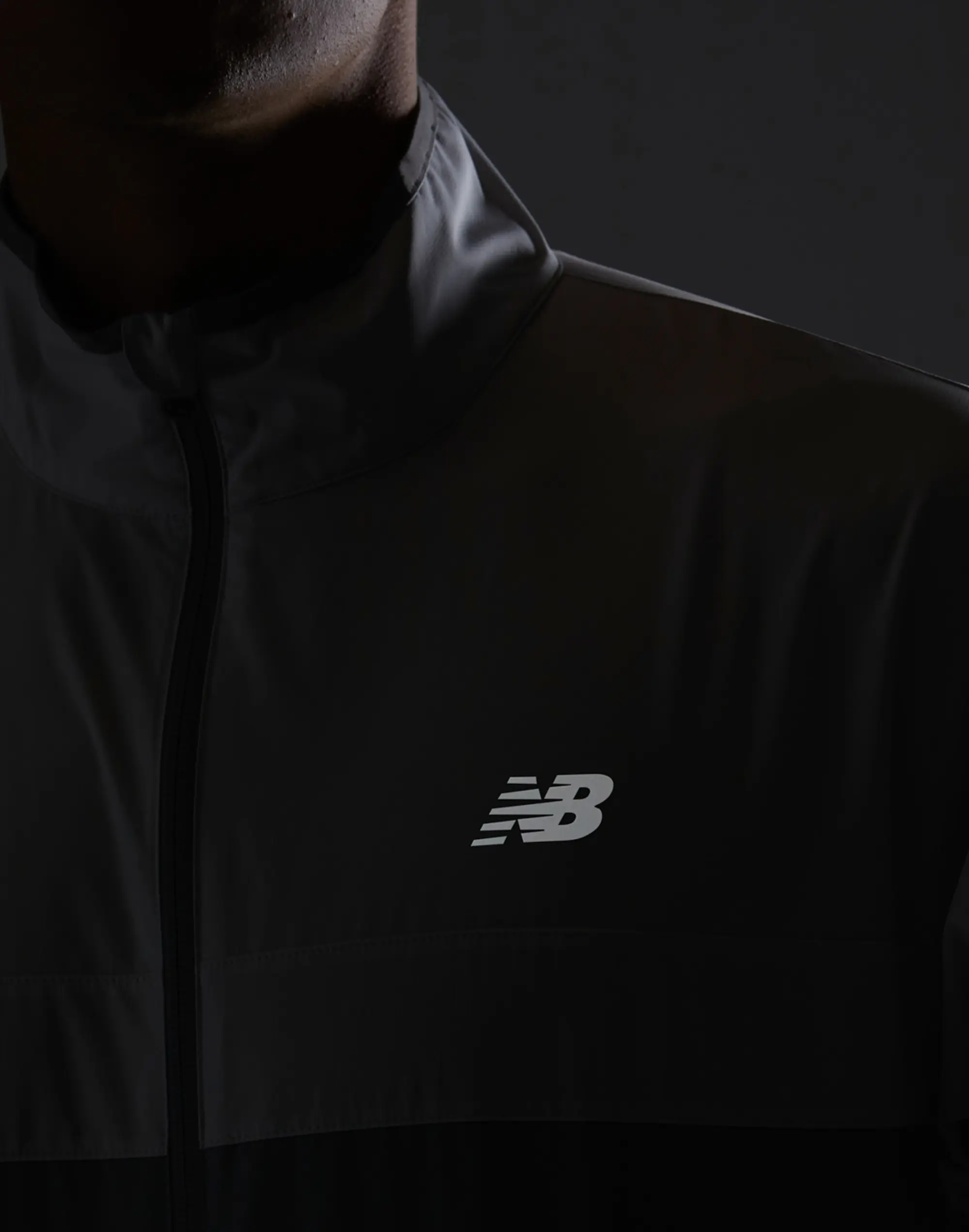 Men's New Balance Sports Essentials Run Jacket in Grey/White 