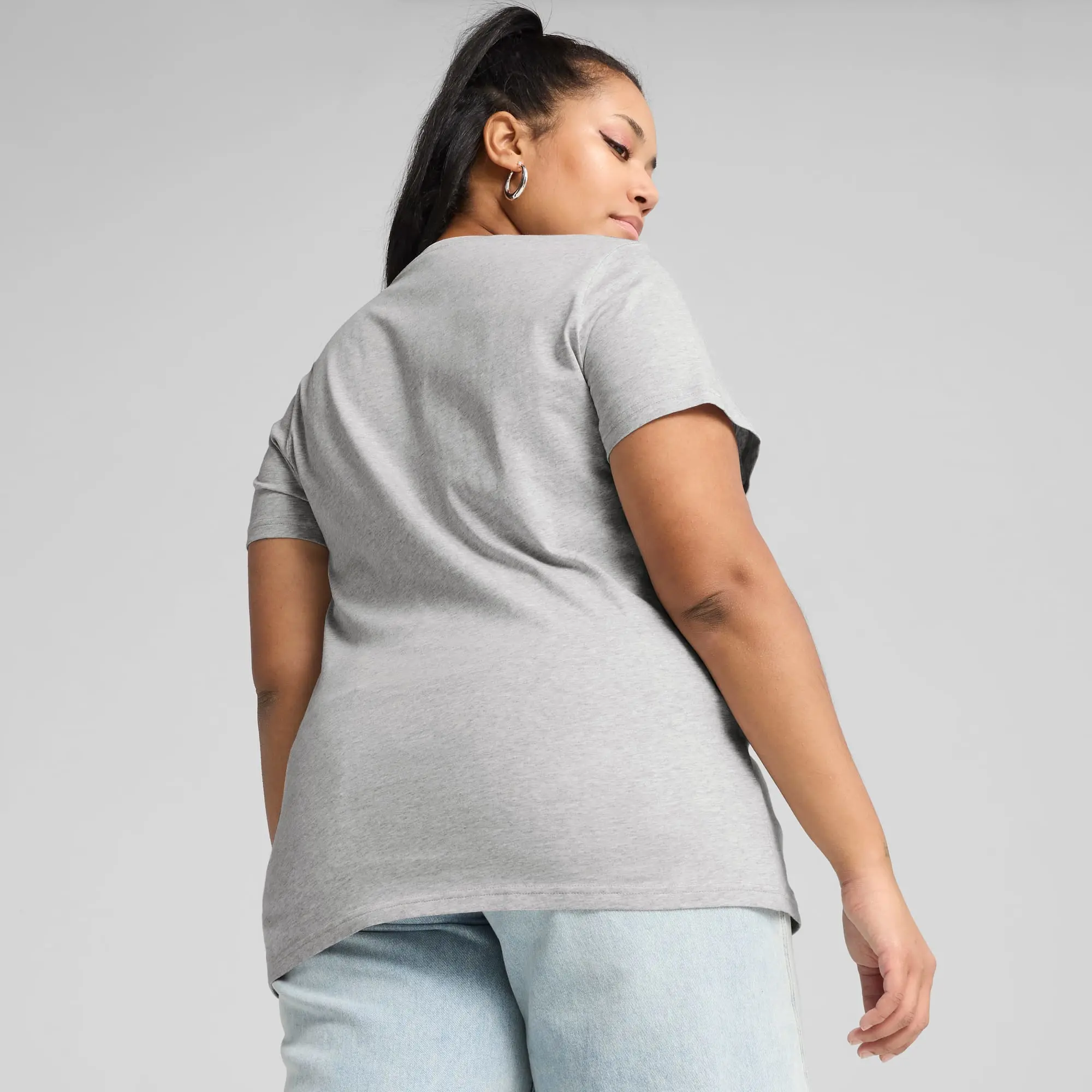 PUMA Ess No. 1 Logo T-Shirt Women, Light Grey Heather, size 3XL