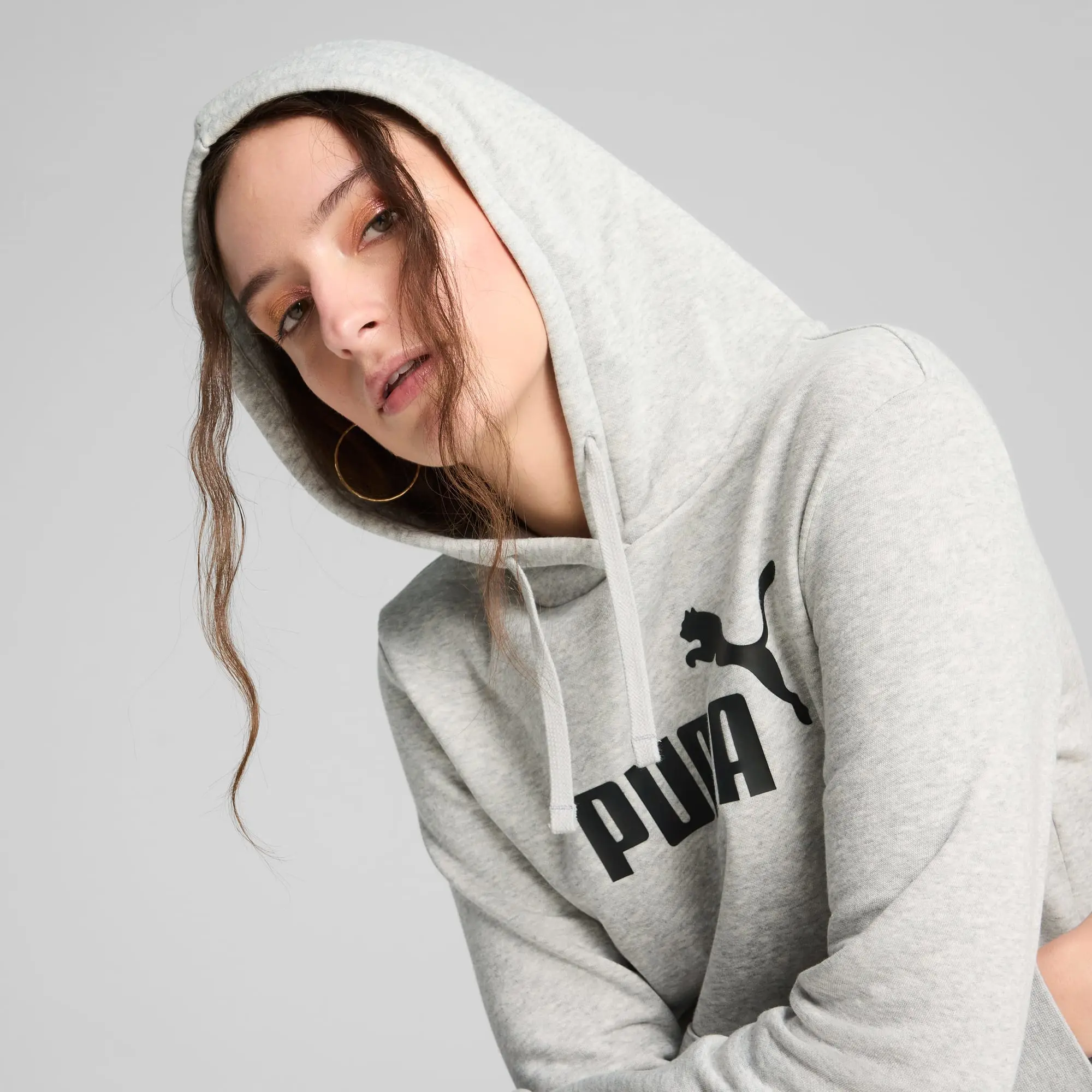 PUMA Ess No. 1 Logo Hoodie Women, Light Grey Heather, size 3XL