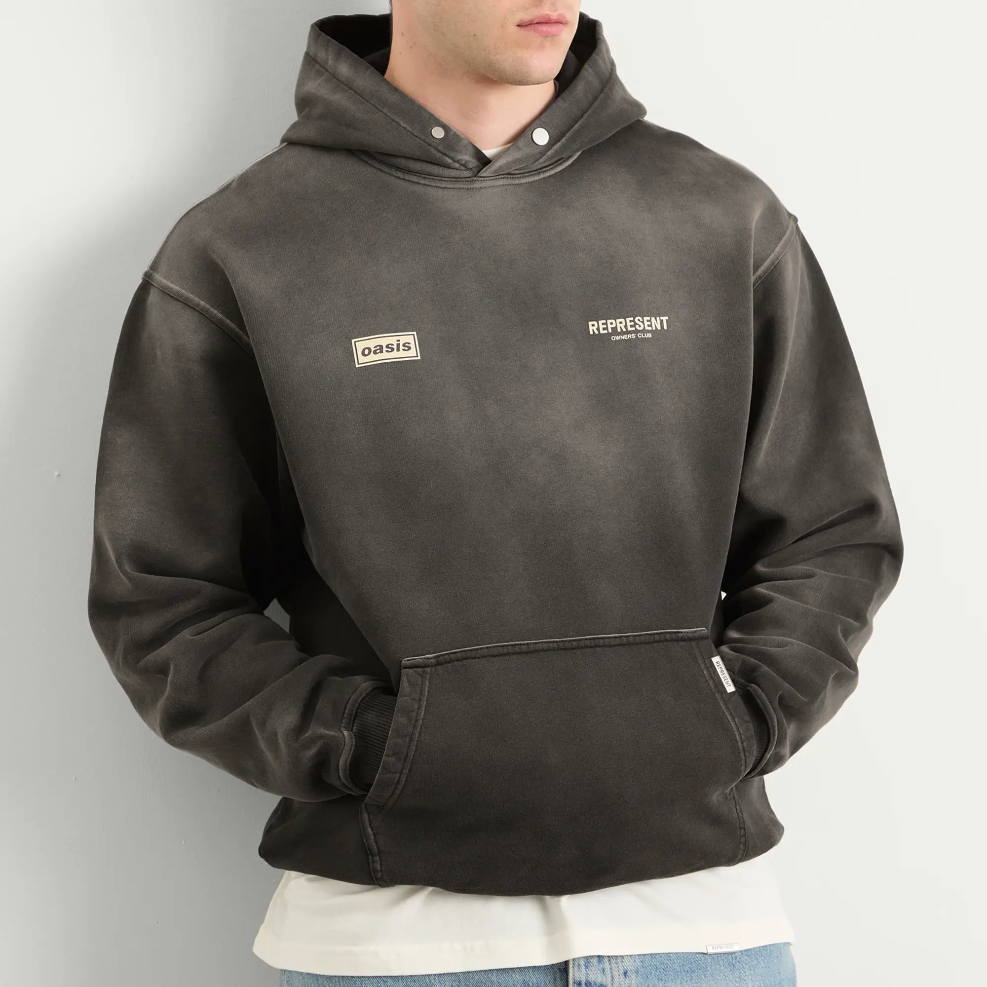 Represent Men's Oasis Owners Club Hoodie Stained Black