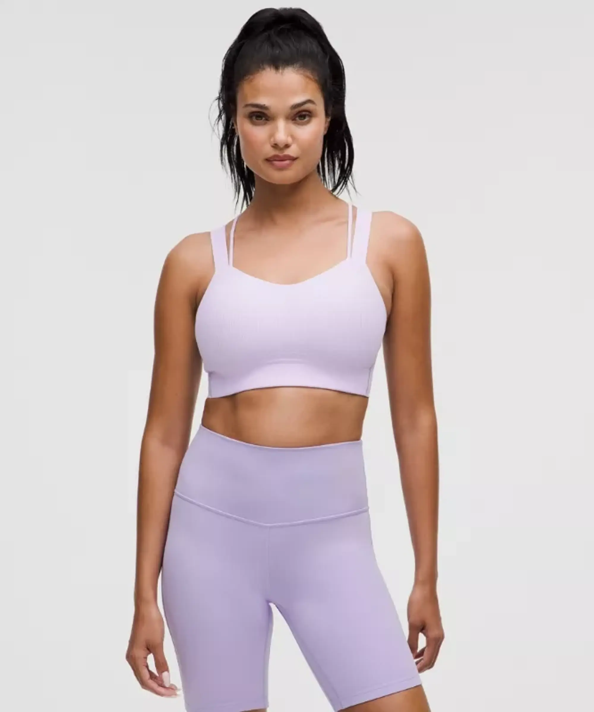 lululemon – Women's Like a Cloud Ribbed Longline Sports Bra Light Support, D/DD Cup – Color Purple – Size 10