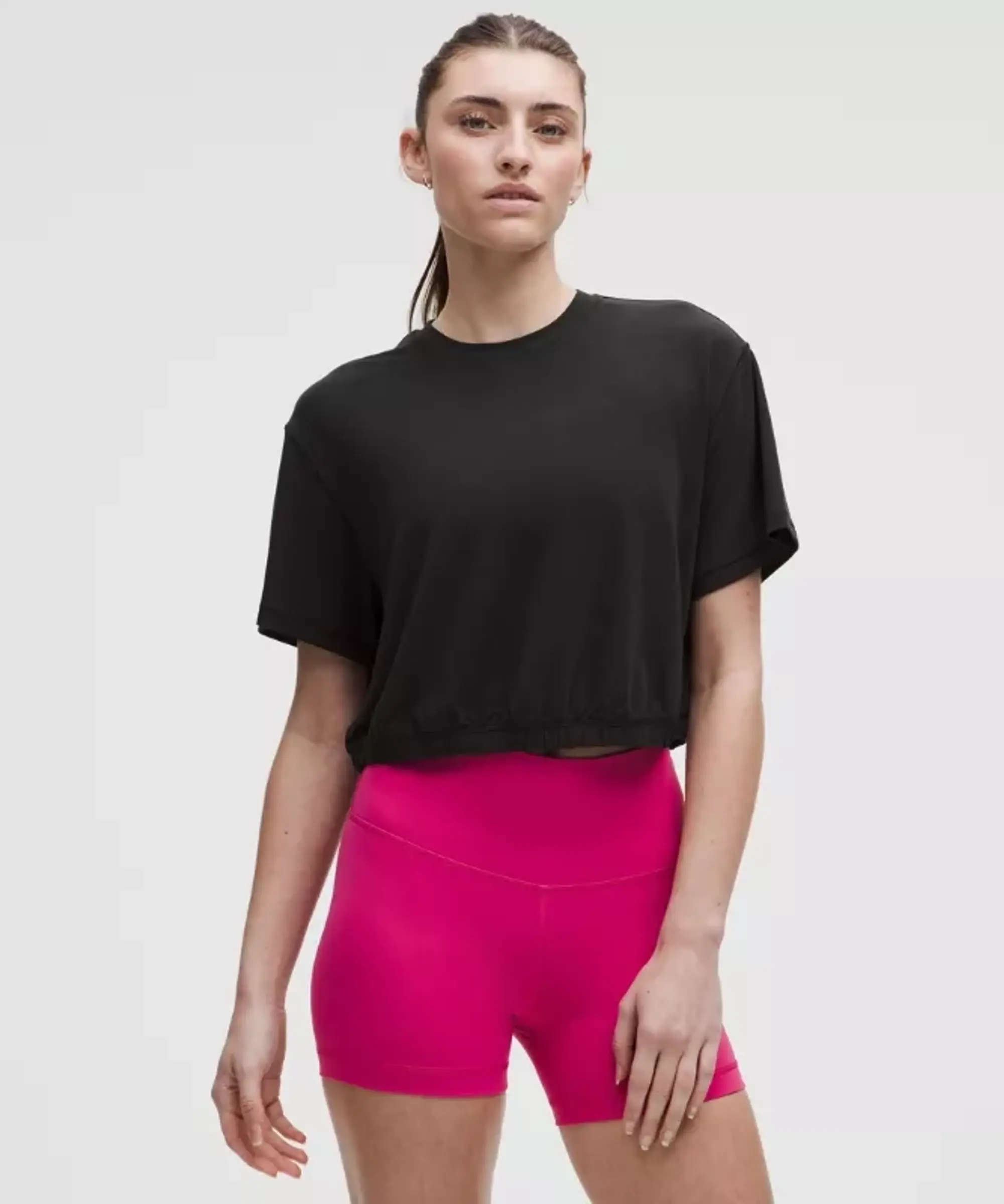 lululemon – Women's Jersey Training Elastic-Hem Short-Sleeve Shirt – Color Black – Size 0