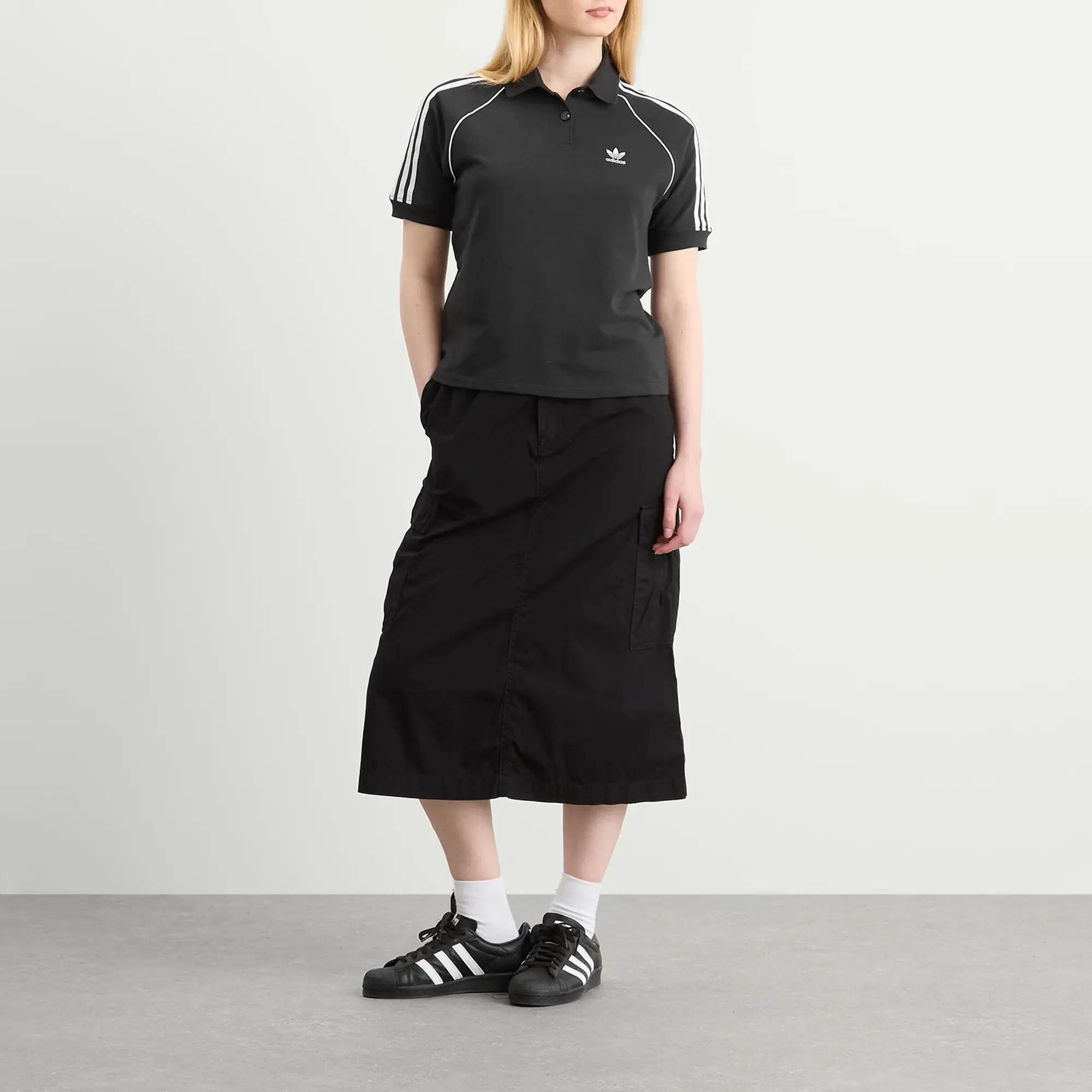 Adidas Women's SST Adicolor Short Sleeve Polo Black/White