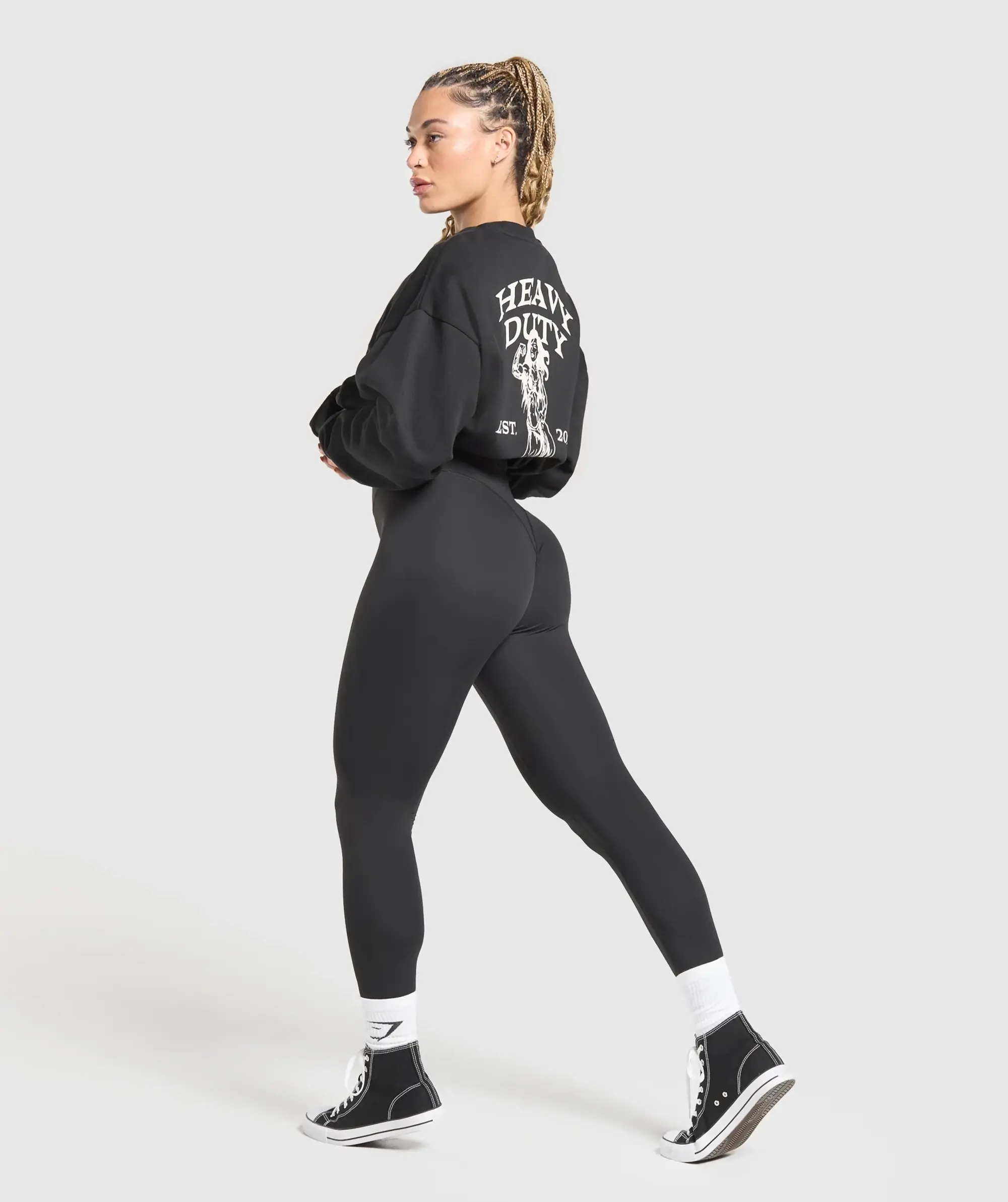  Heavy Duty Graphic Oversized Pullover - Black