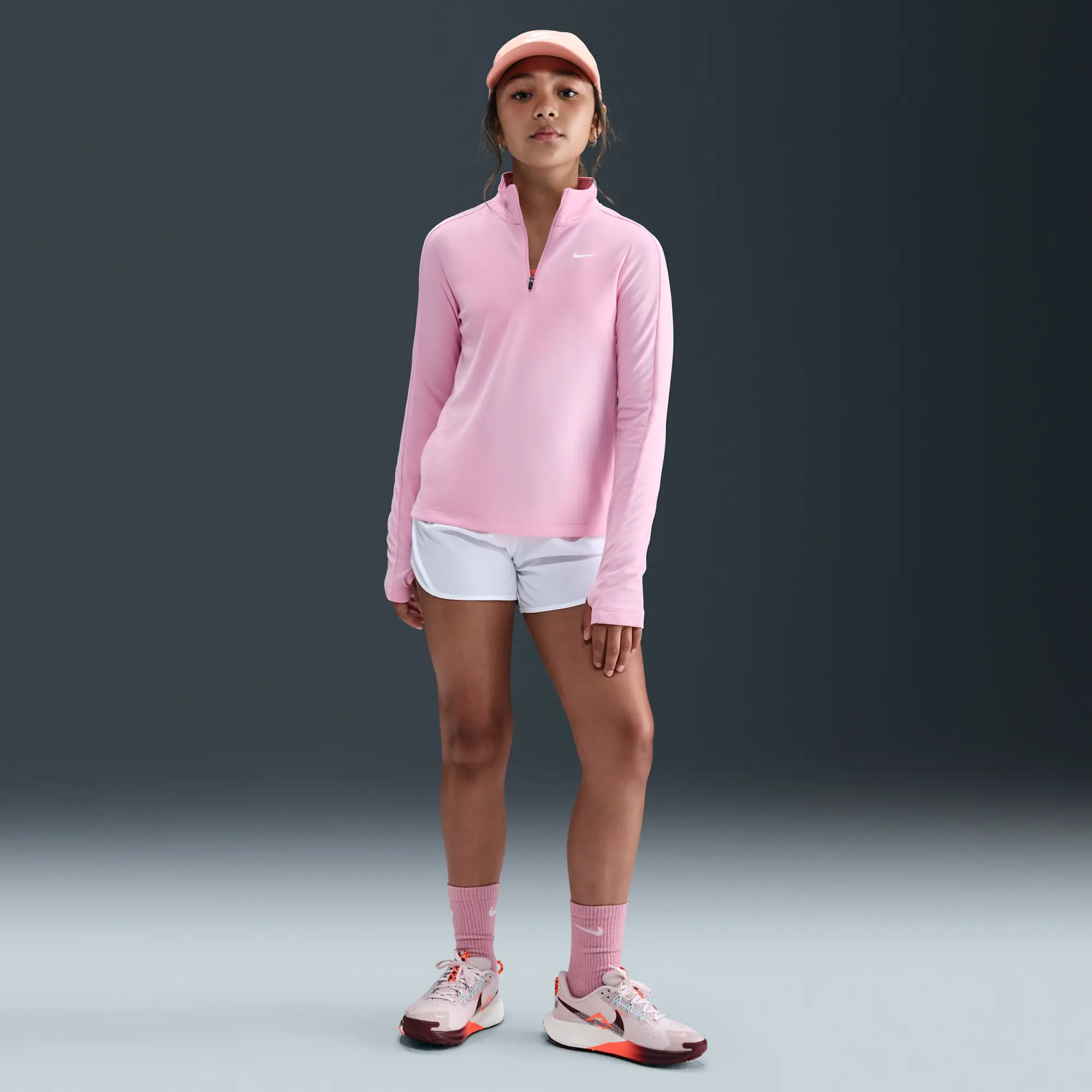 Nike Girls' Dri-FIT Long-Sleeve 1/4-Zip Top - Pink - Polyester