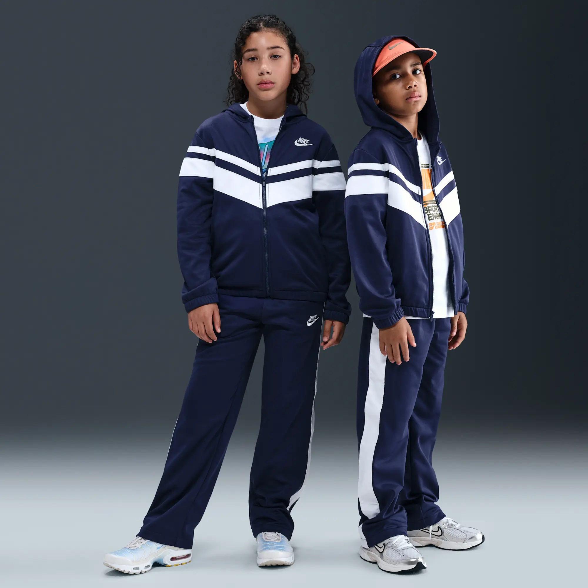 Nike Sportswear Older Kids' Dri-FIT Hooded Tracksuit - Blue - Polyester