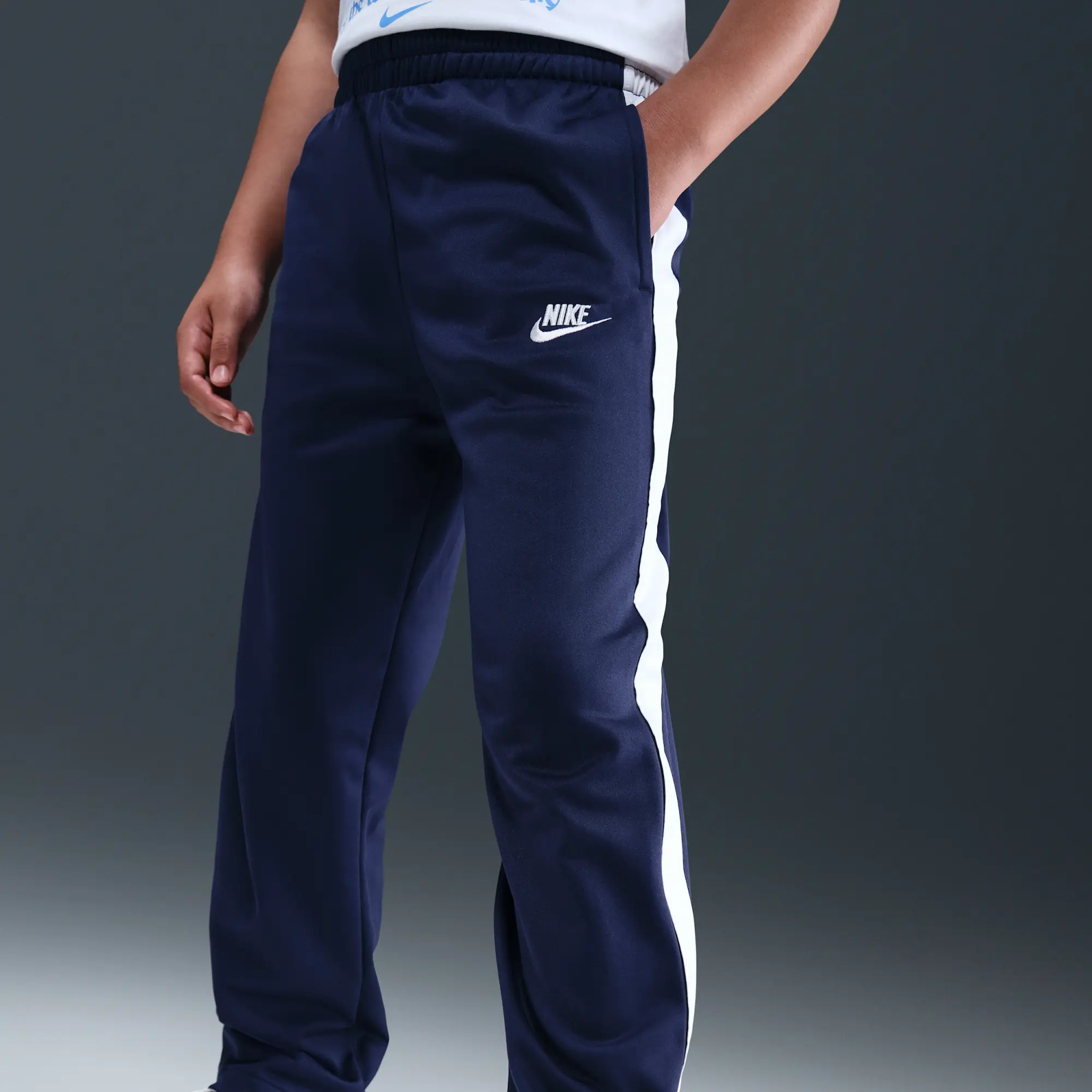 Nike Sportswear Older Kids' Dri-FIT Hooded Tracksuit - Blue - Polyester