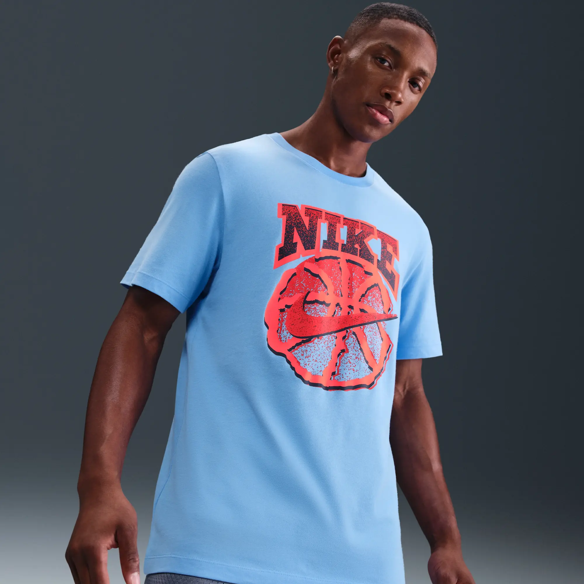 Nike Men's Dri-FIT Basketball T-Shirt - Blue - Cotton/Polyester