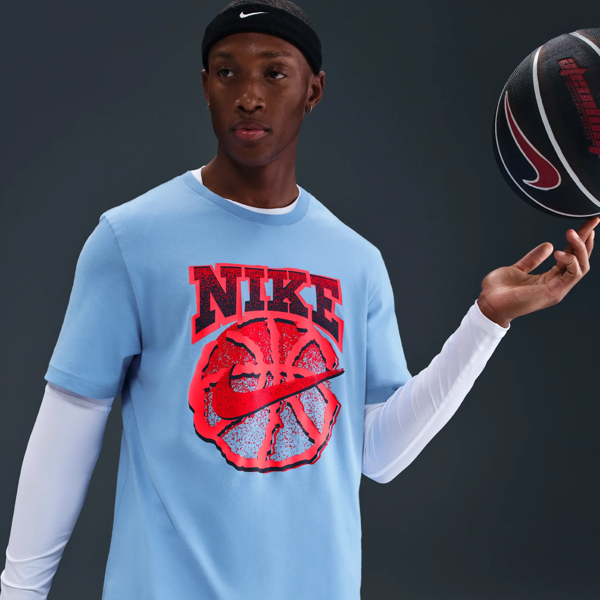 Nike Men's Dri-FIT Basketball T-Shirt - Blue - Cotton/Polyester