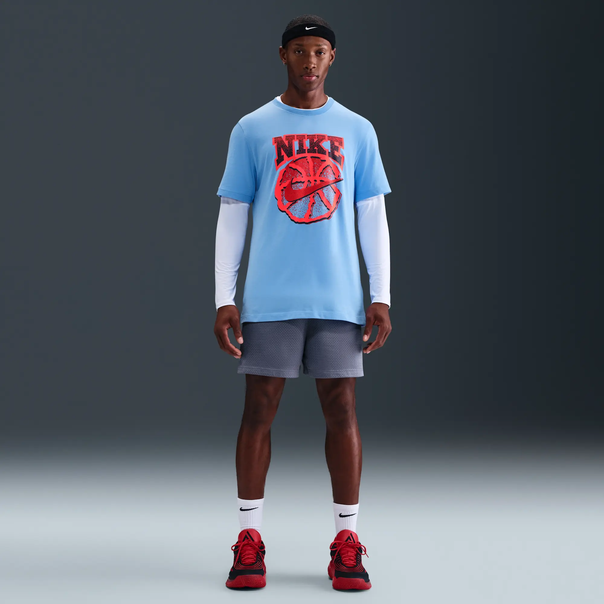 Nike Men's Dri-FIT Basketball T-Shirt - Blue - Cotton/Polyester