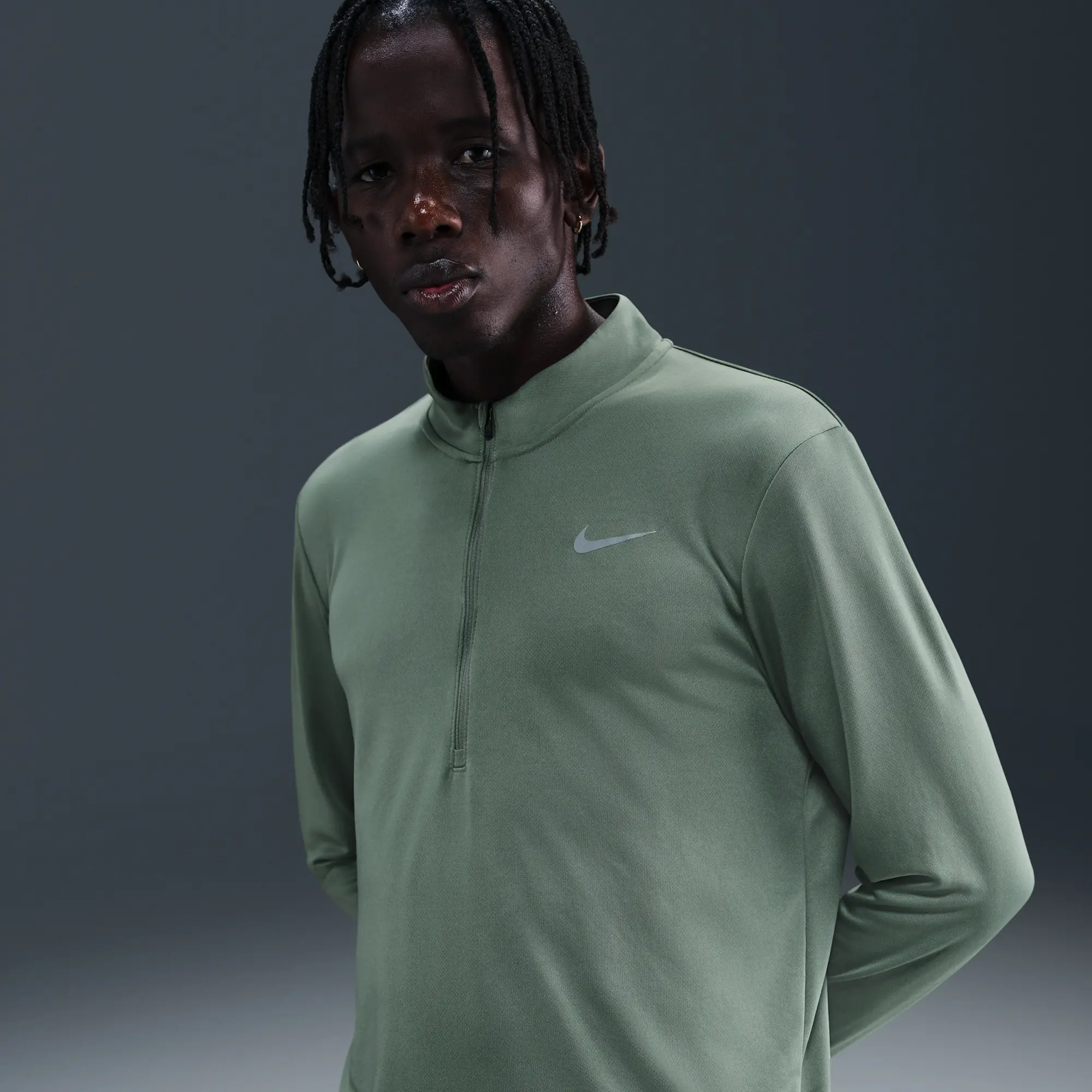 Nike Pacer Men's Dri-FIT 1/2-Zip Running Top - Grey - Polyester