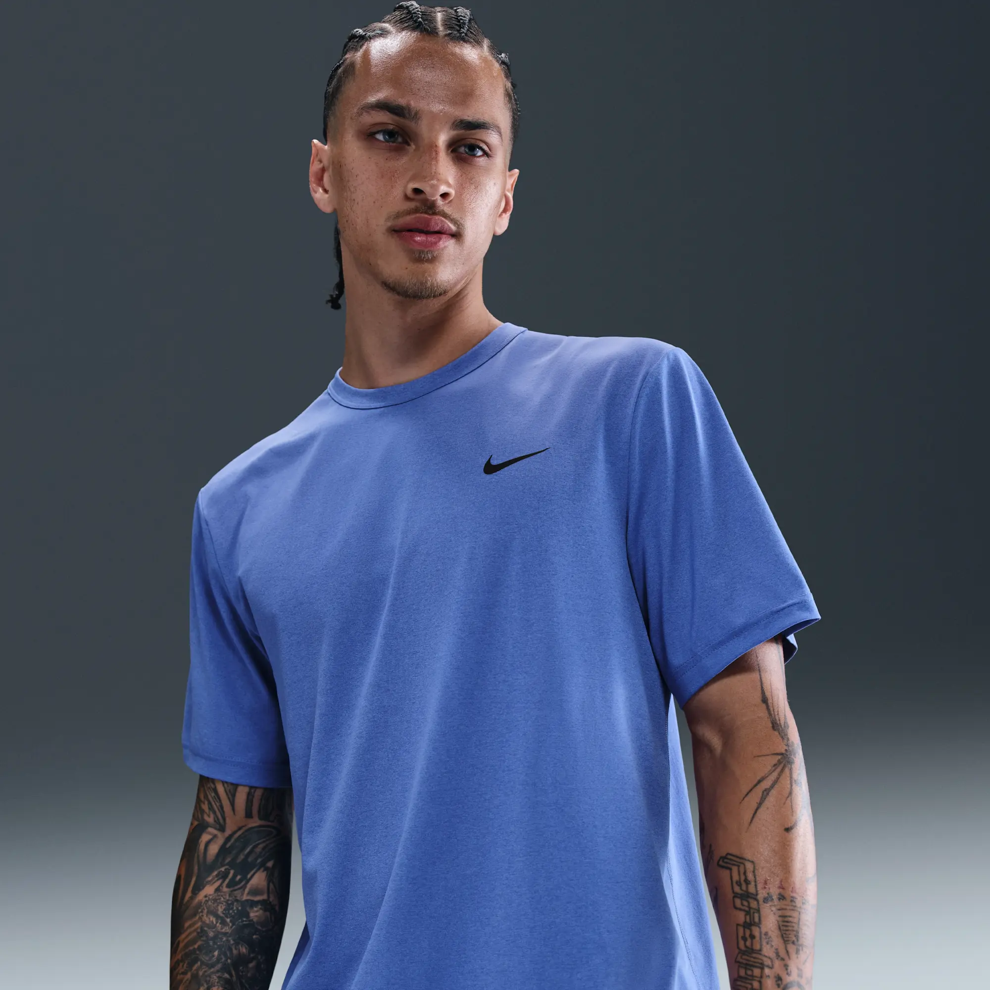 Nike Hyverse Men's Dri-FIT UV Short-sleeve Versatile Top - Blue - Polyester