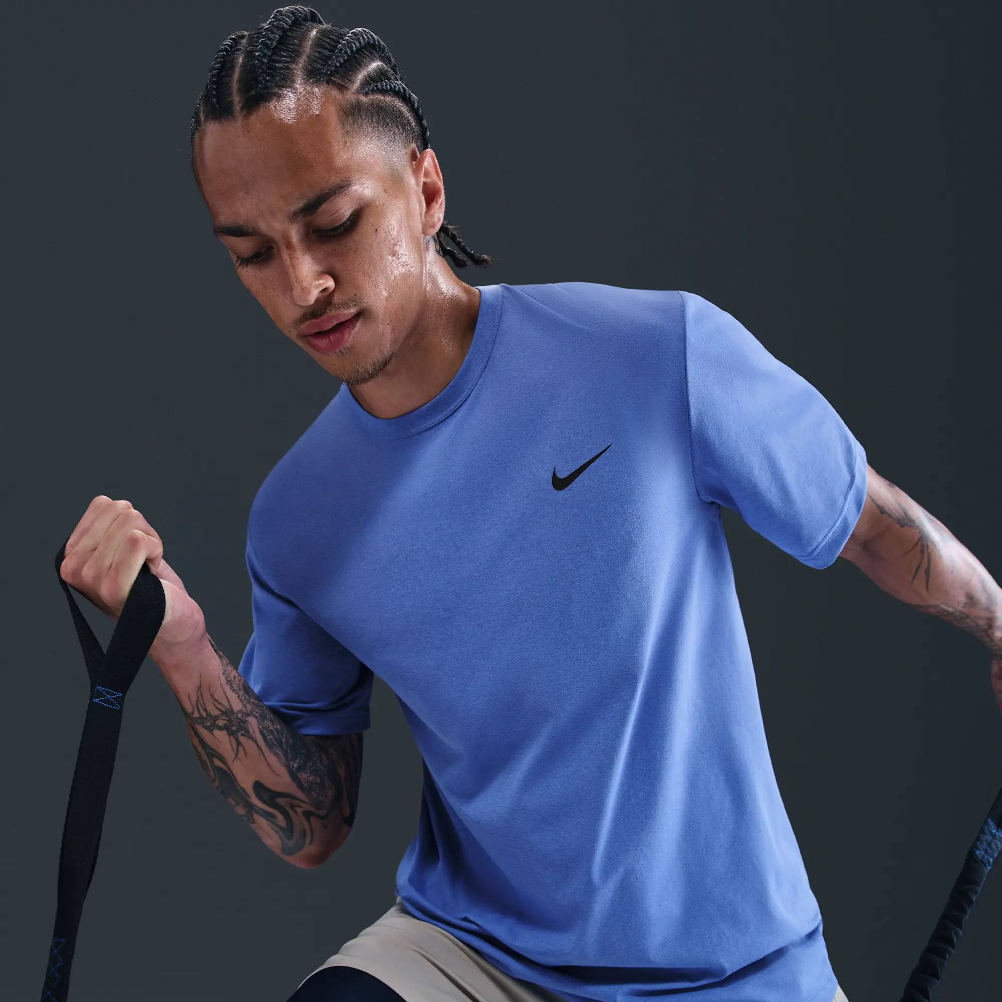 Nike Hyverse Men's Dri-FIT UV Short-sleeve Versatile Top - Blue - Polyester