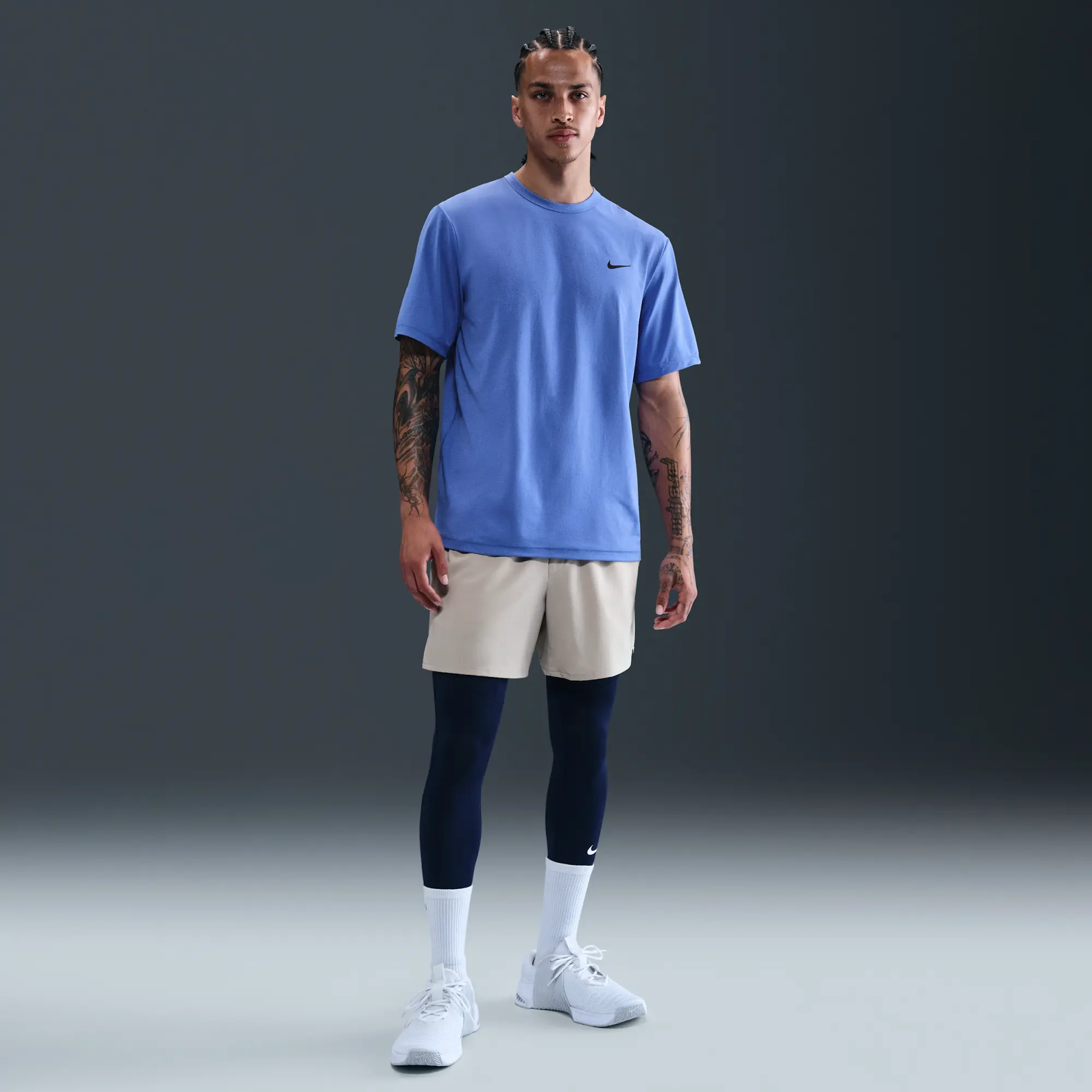Nike Hyverse Men's Dri-FIT UV Short-sleeve Versatile Top - Blue - Polyester