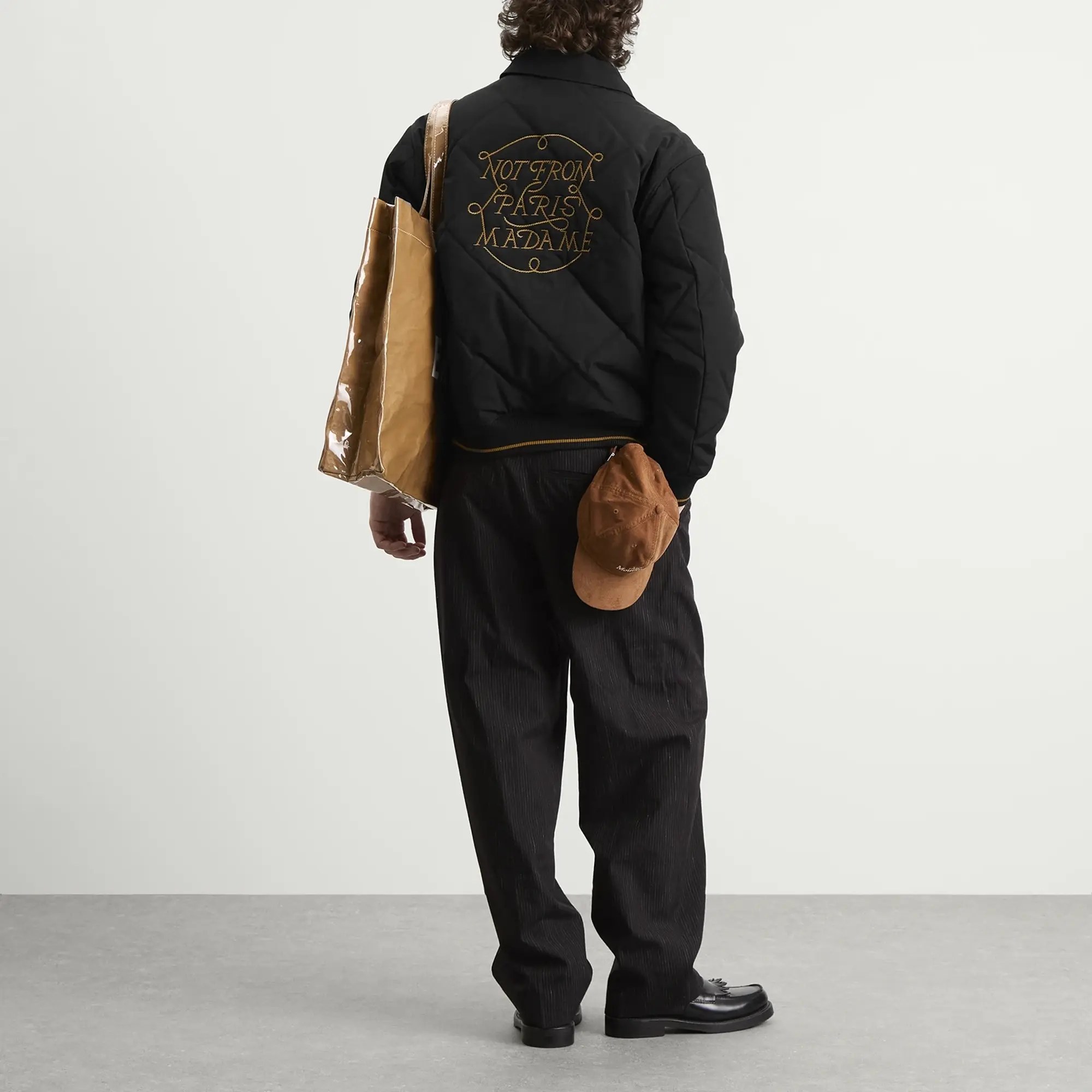 Drôle de Monsieur Men's Braided Slogan Jacket Black