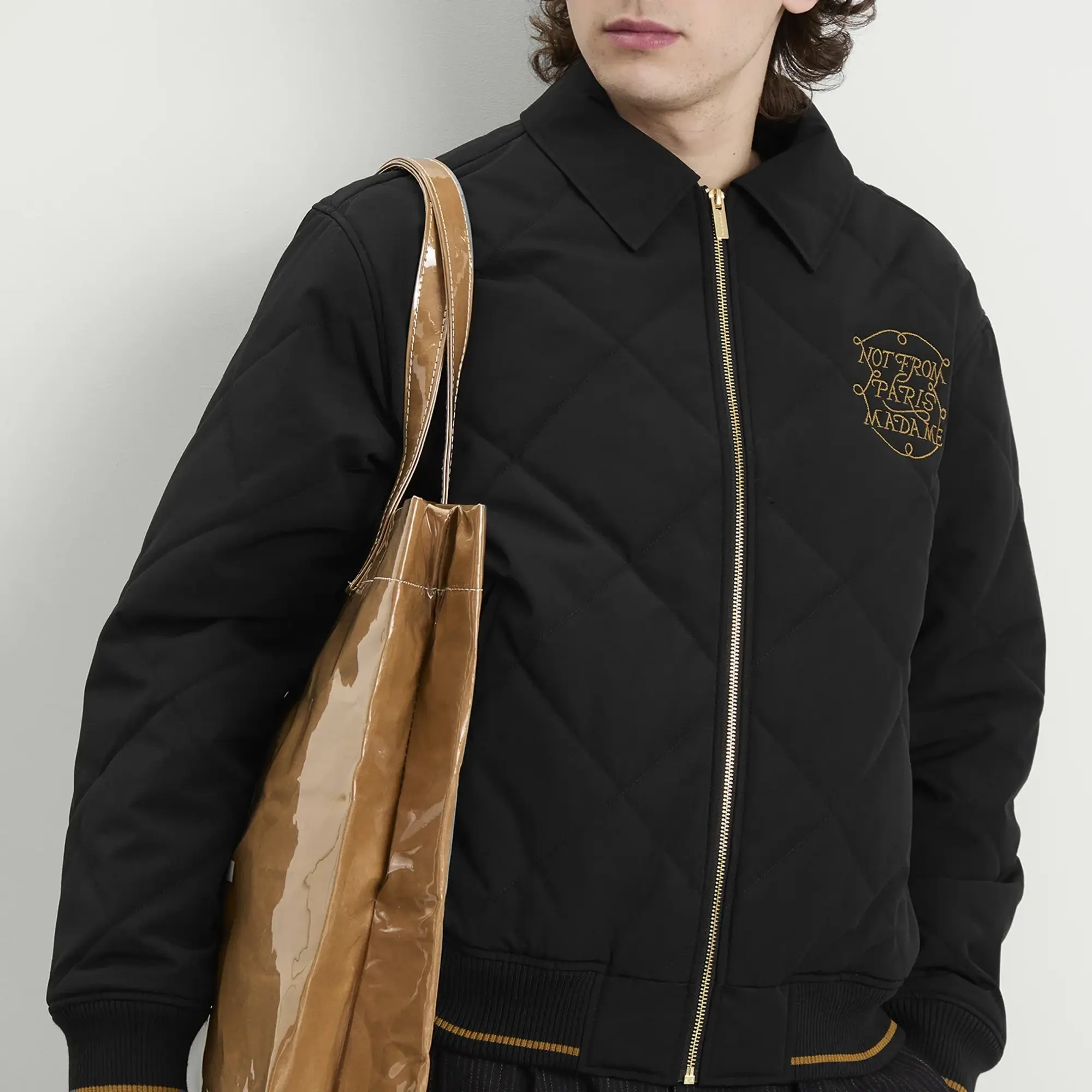 Drôle de Monsieur Men's Braided Slogan Jacket Black