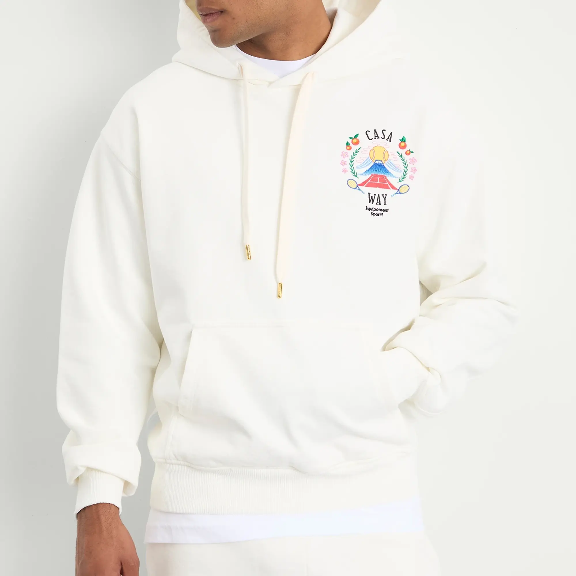 Casablanca Men's Casa Way Mountain Printed Hoodie White
