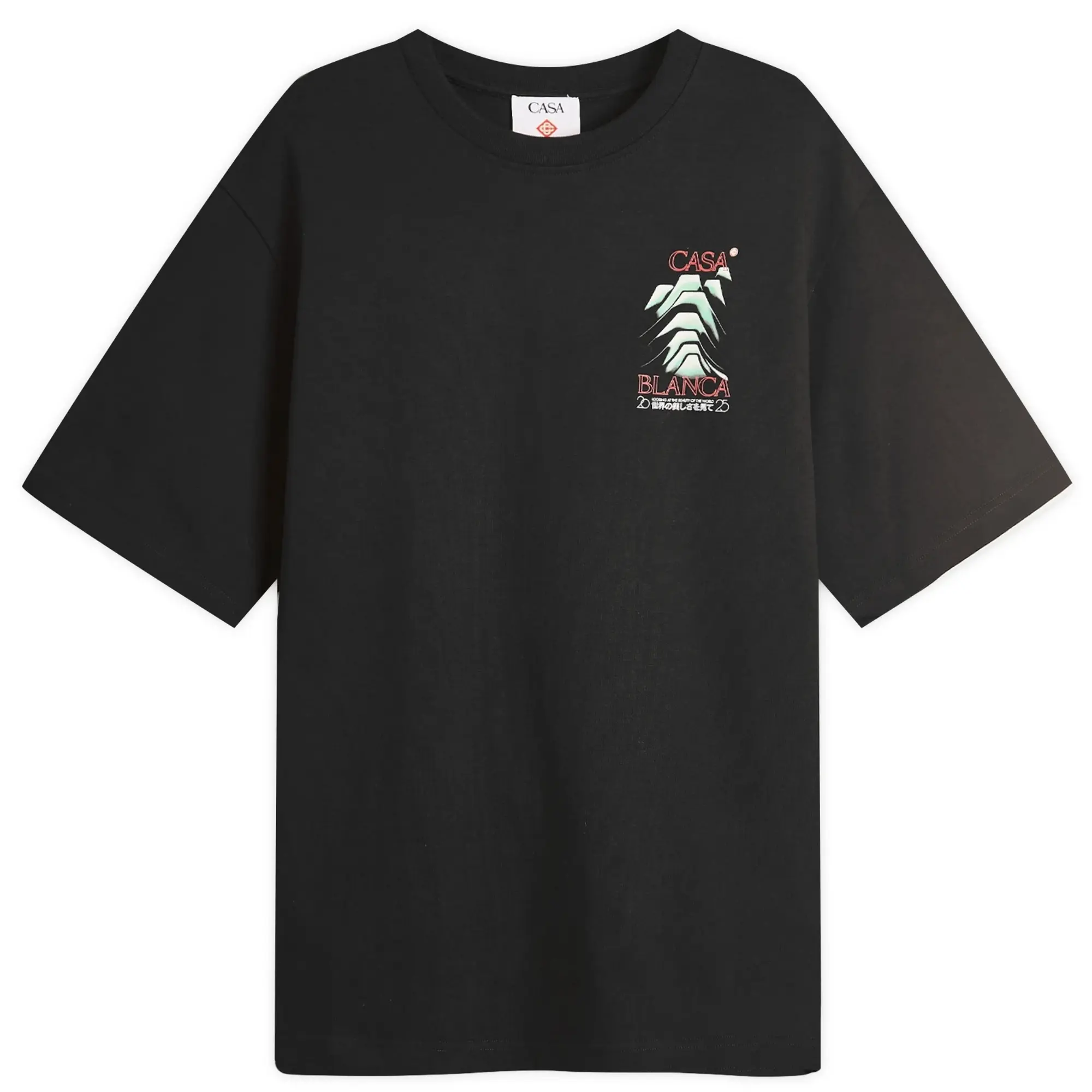 Casablanca Men's Frosty Mountain Screen Printed T-Shirt Black