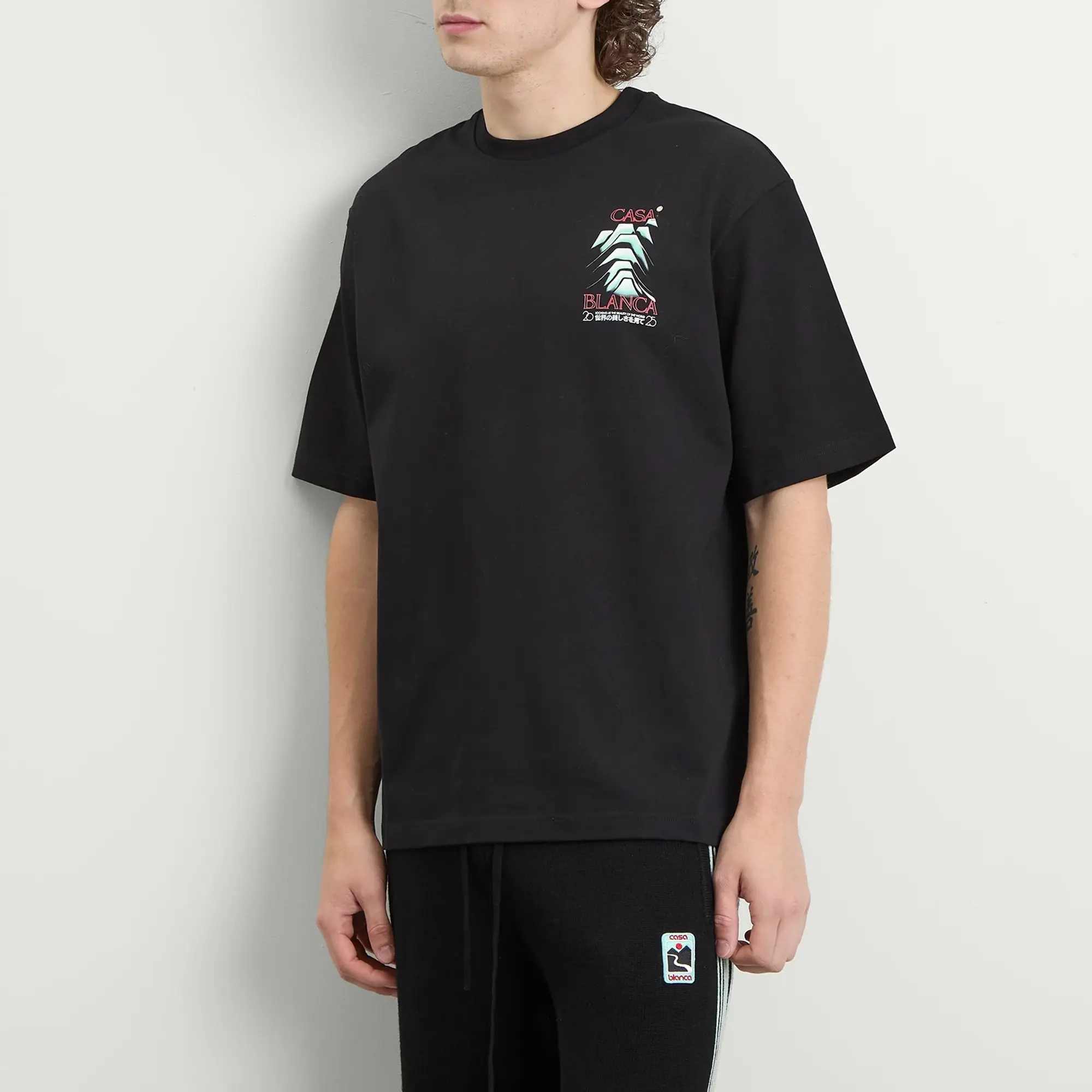 Casablanca Men's Frosty Mountain Screen Printed T-Shirt Black