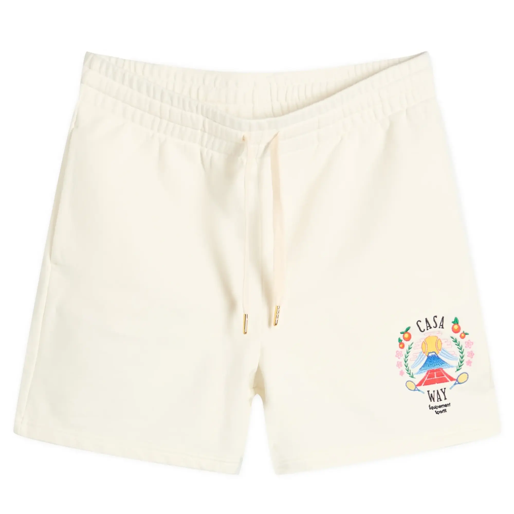 Casablanca Men's Casa Way Mountain Embroidered Sweat Shorts White