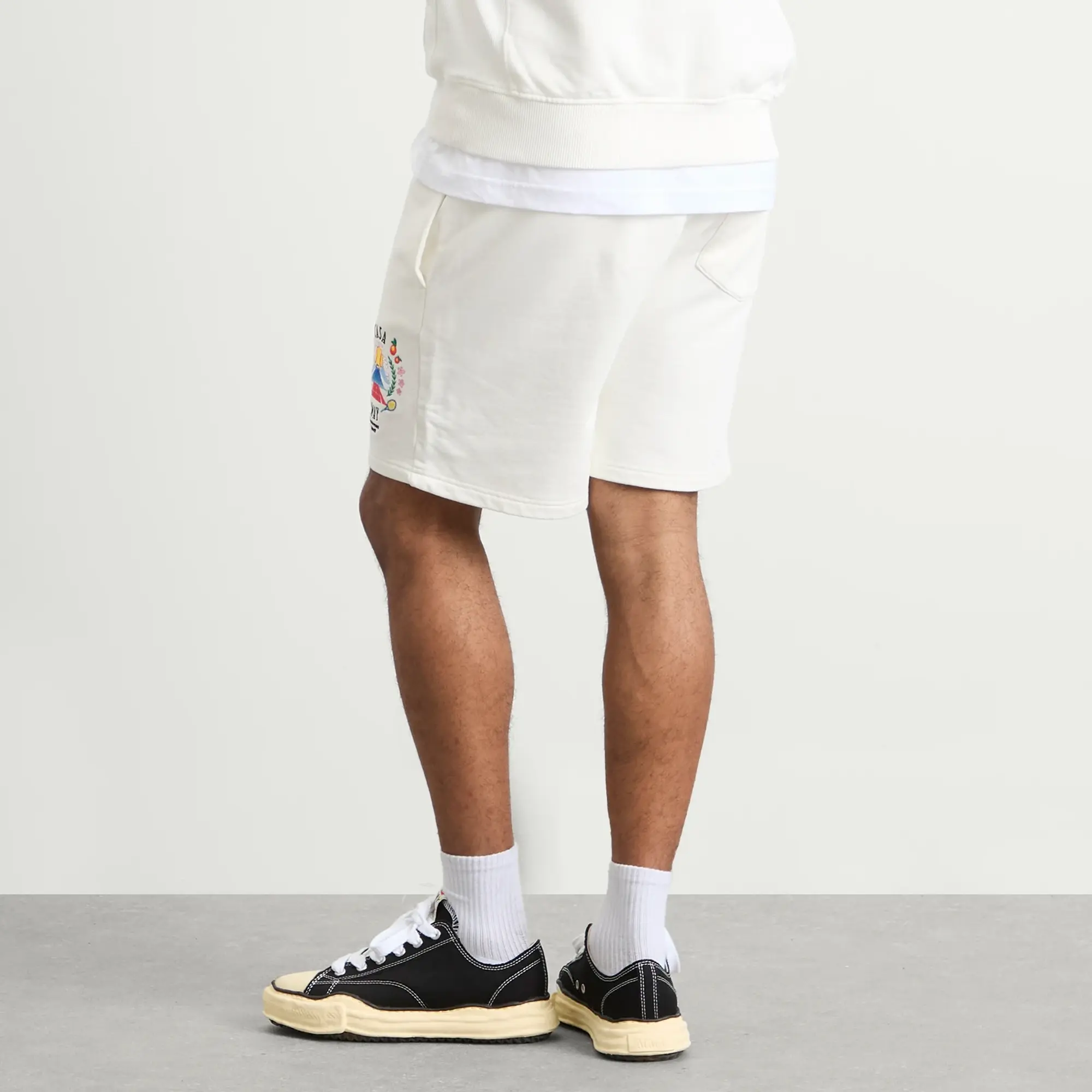 Casablanca Men's Casa Way Mountain Embroidered Sweat Shorts White