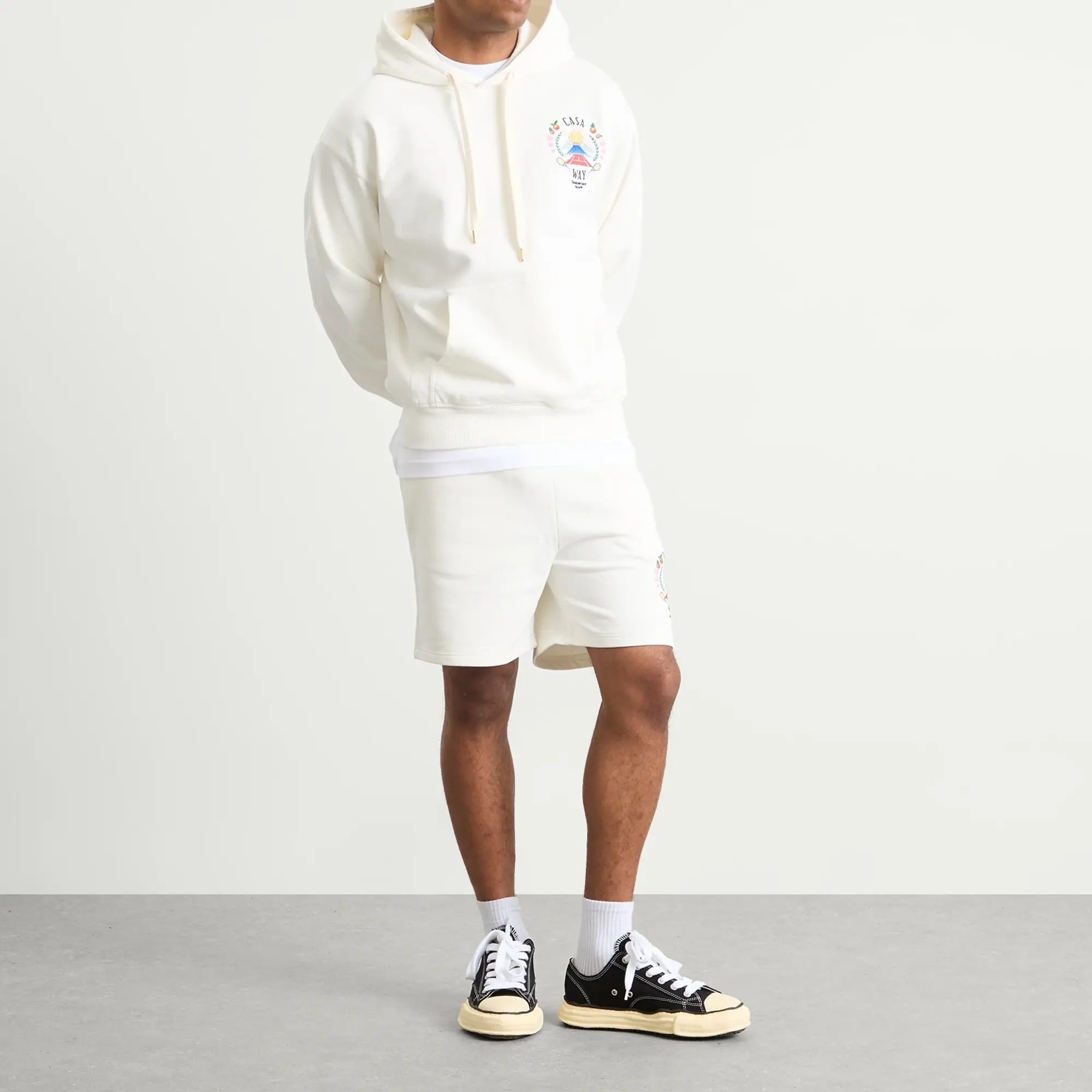 Casablanca Men's Casa Way Mountain Embroidered Sweat Shorts White