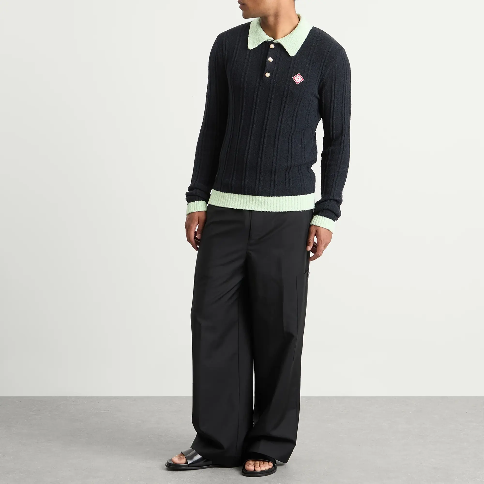 Casablanca Men's Boucle Polo Black