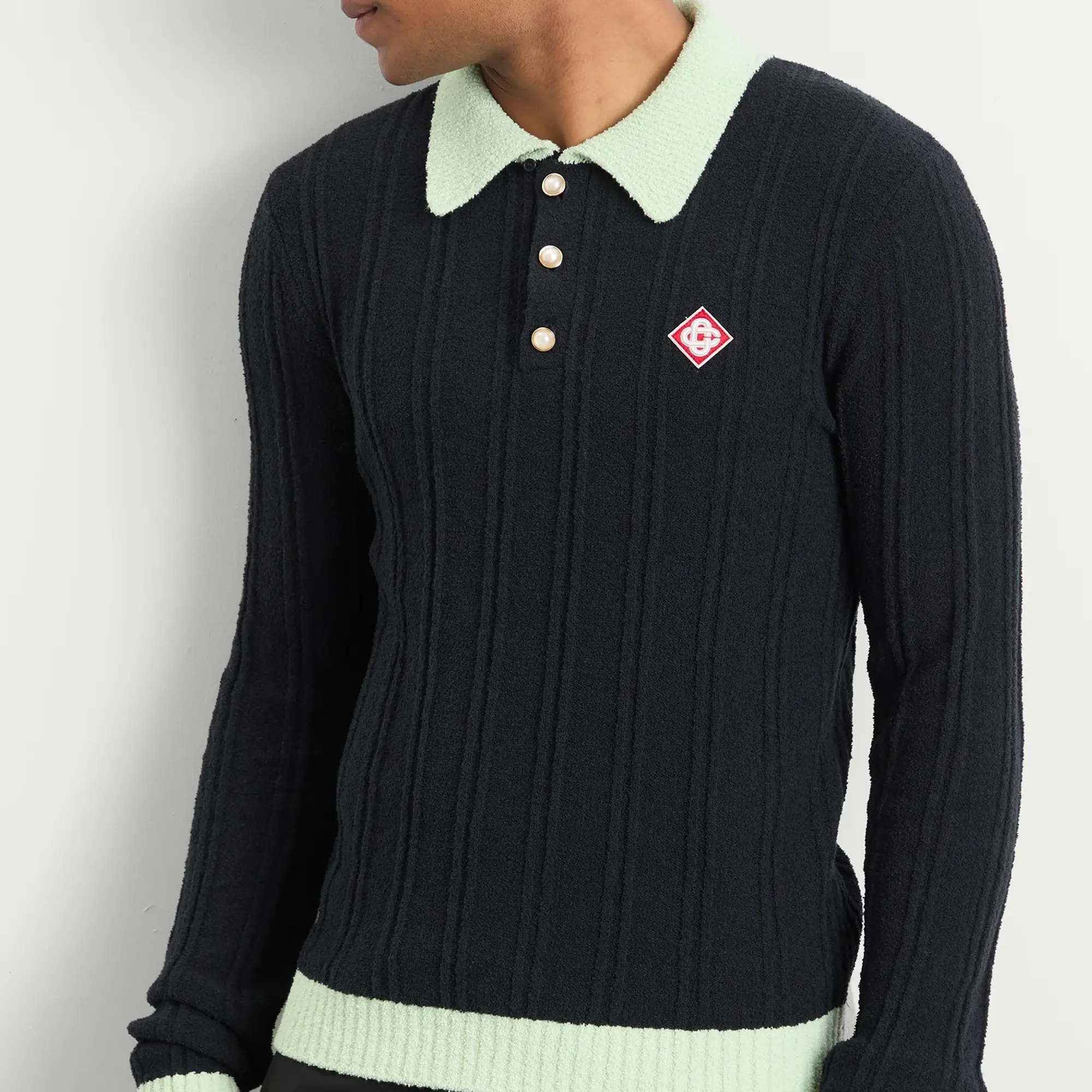 Casablanca Men's Boucle Polo Black
