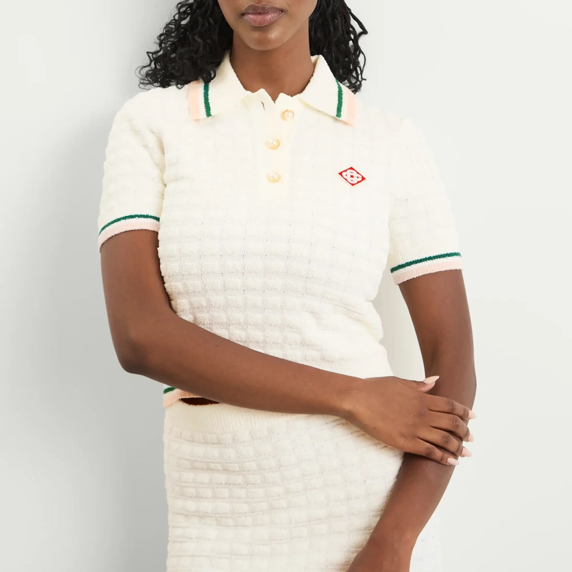 Casablanca Women's Boucle Polo White