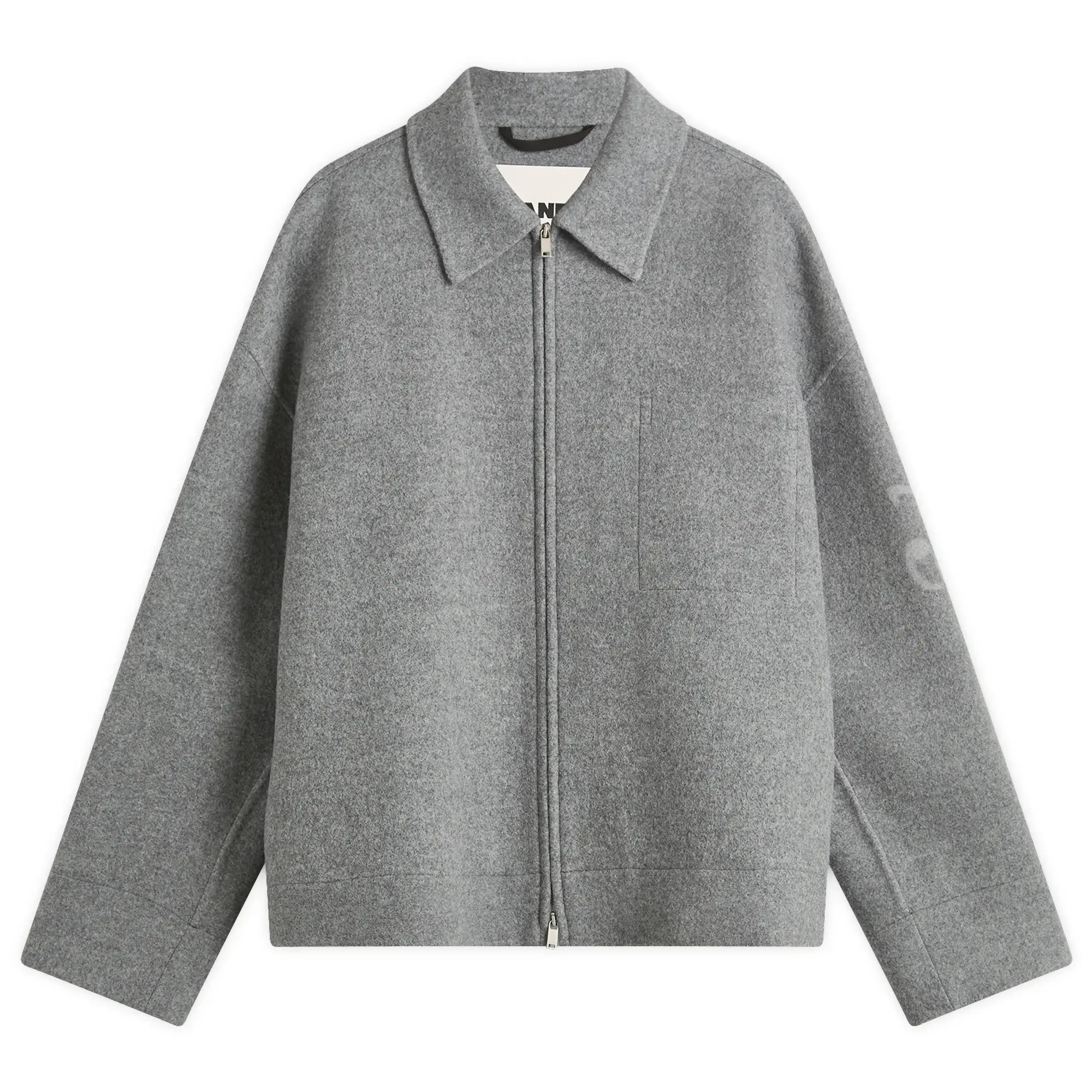 Jil Sander Men's Double Face Wool Zip Through Jacket Pebble