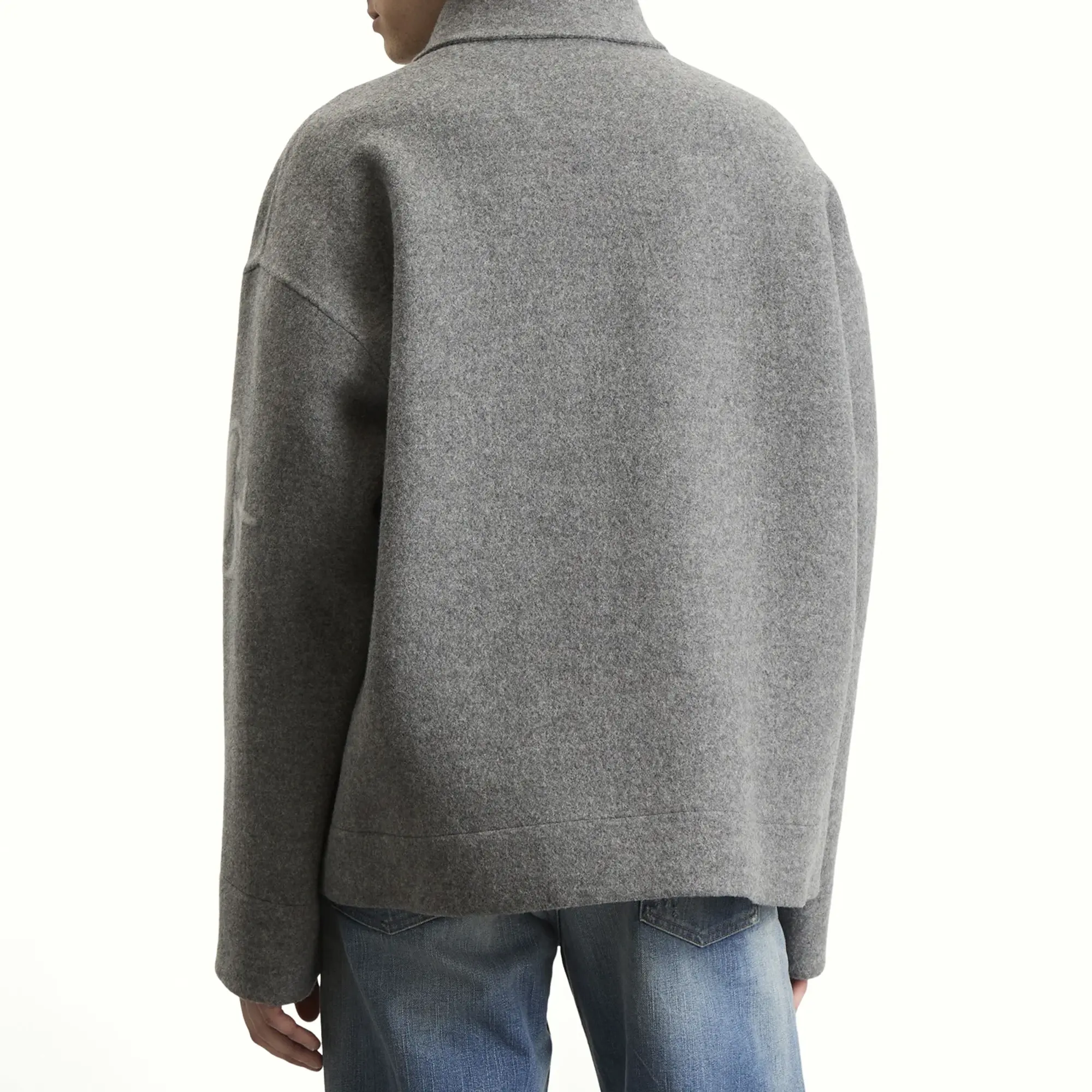 Jil Sander Men's Double Face Wool Zip Through Jacket Pebble