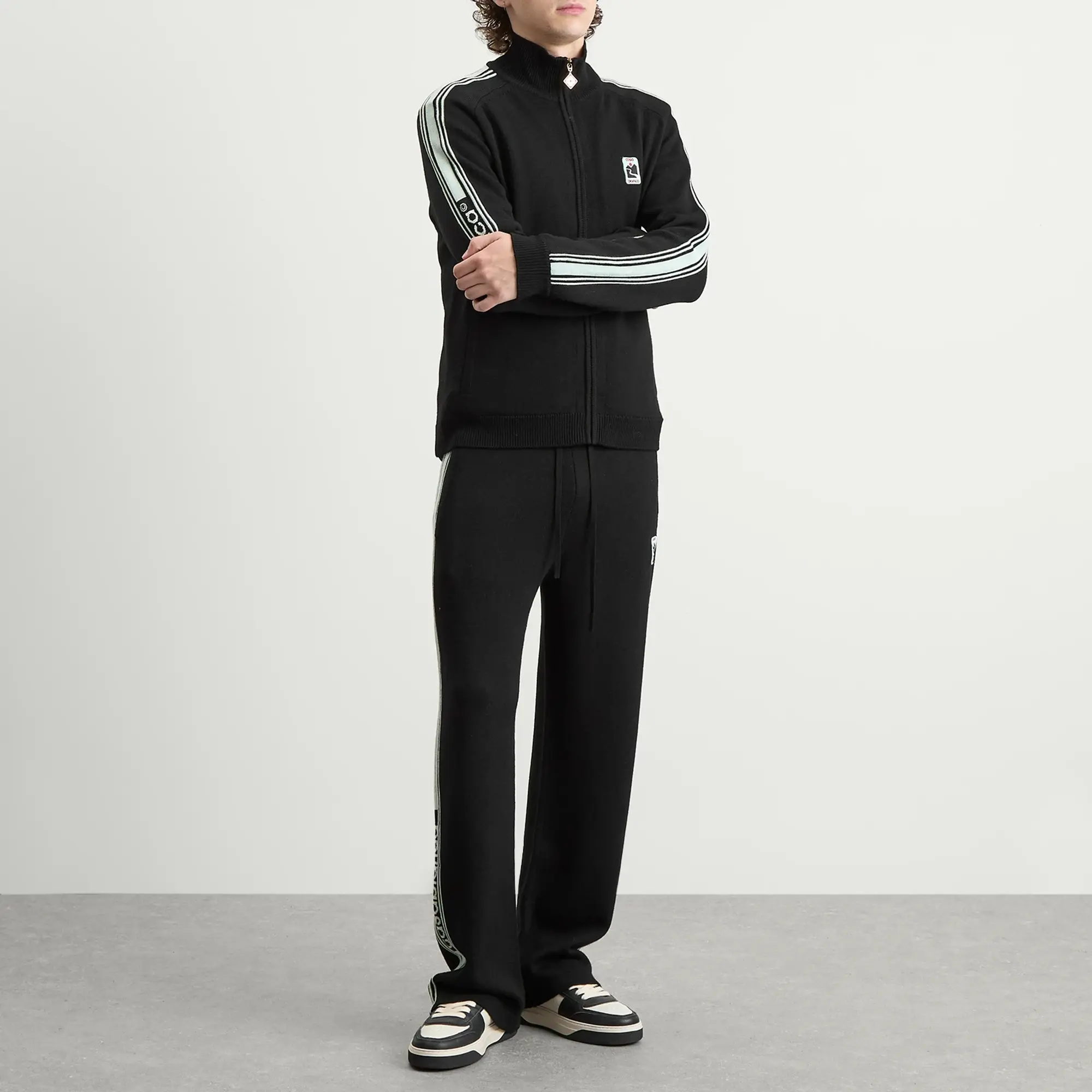 Casablanca Men's Merino Zip Up Track Top Black