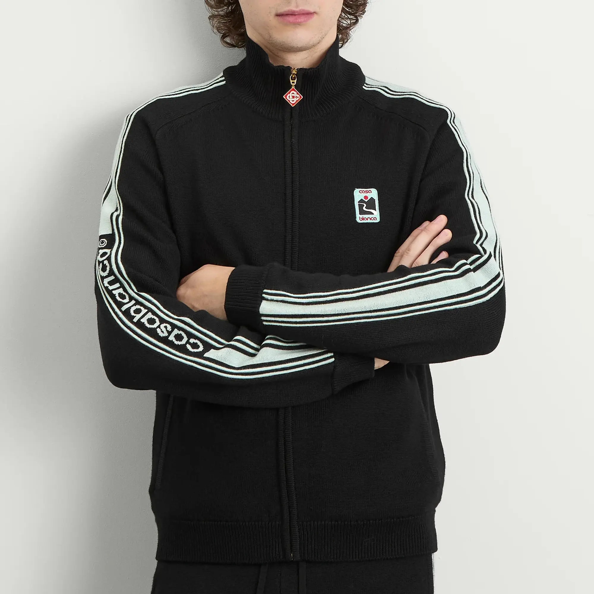 Casablanca Men's Merino Zip Up Track Top Black
