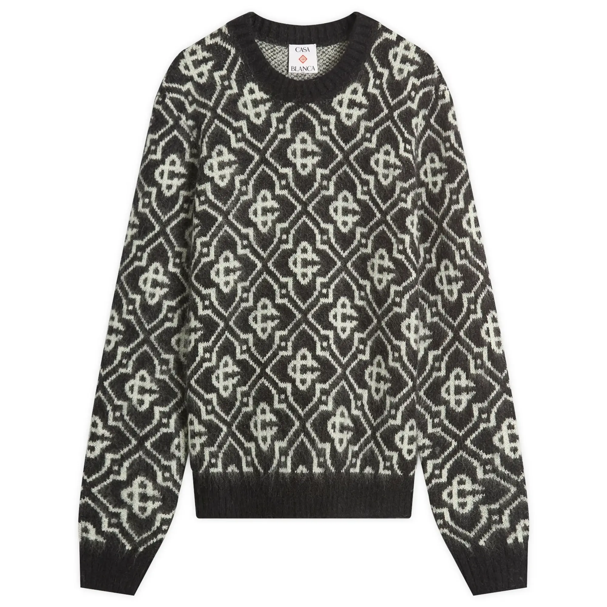 Casablanca Men's Monogram Mohair Blend Crew Sweatshirt Black